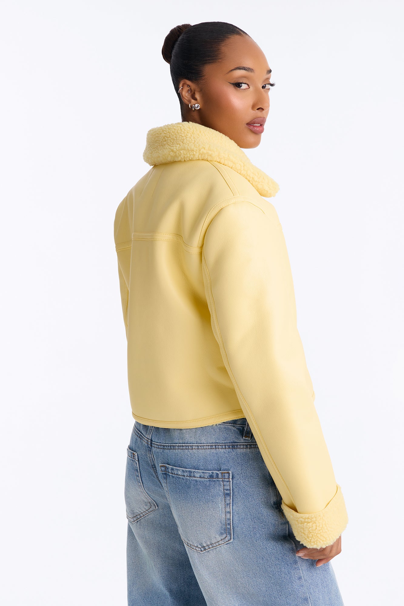 Downtown Girl Bomber Jacket - Butter Yellow