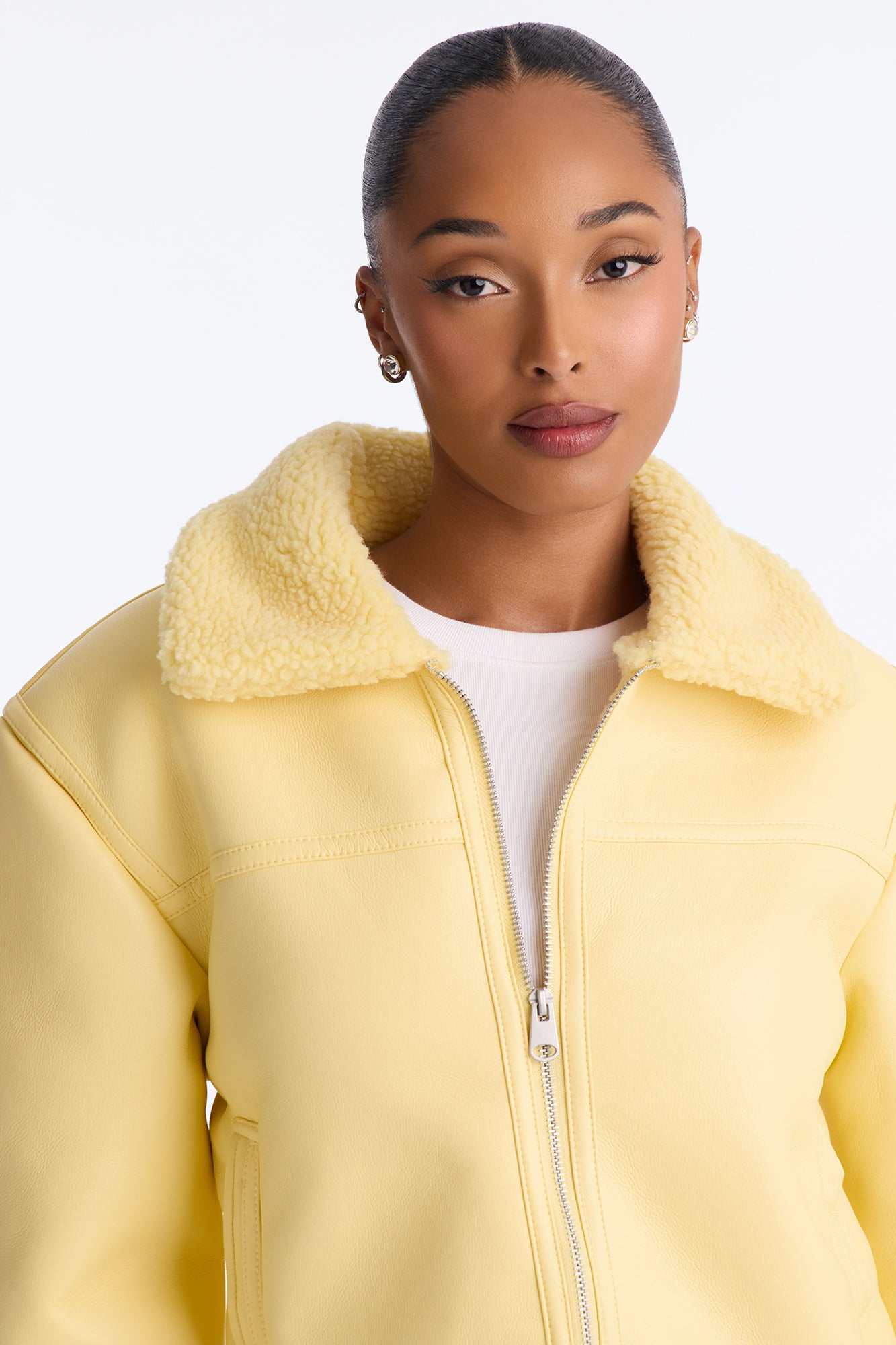 Downtown Girl Bomber Jacket - Butter Yellow