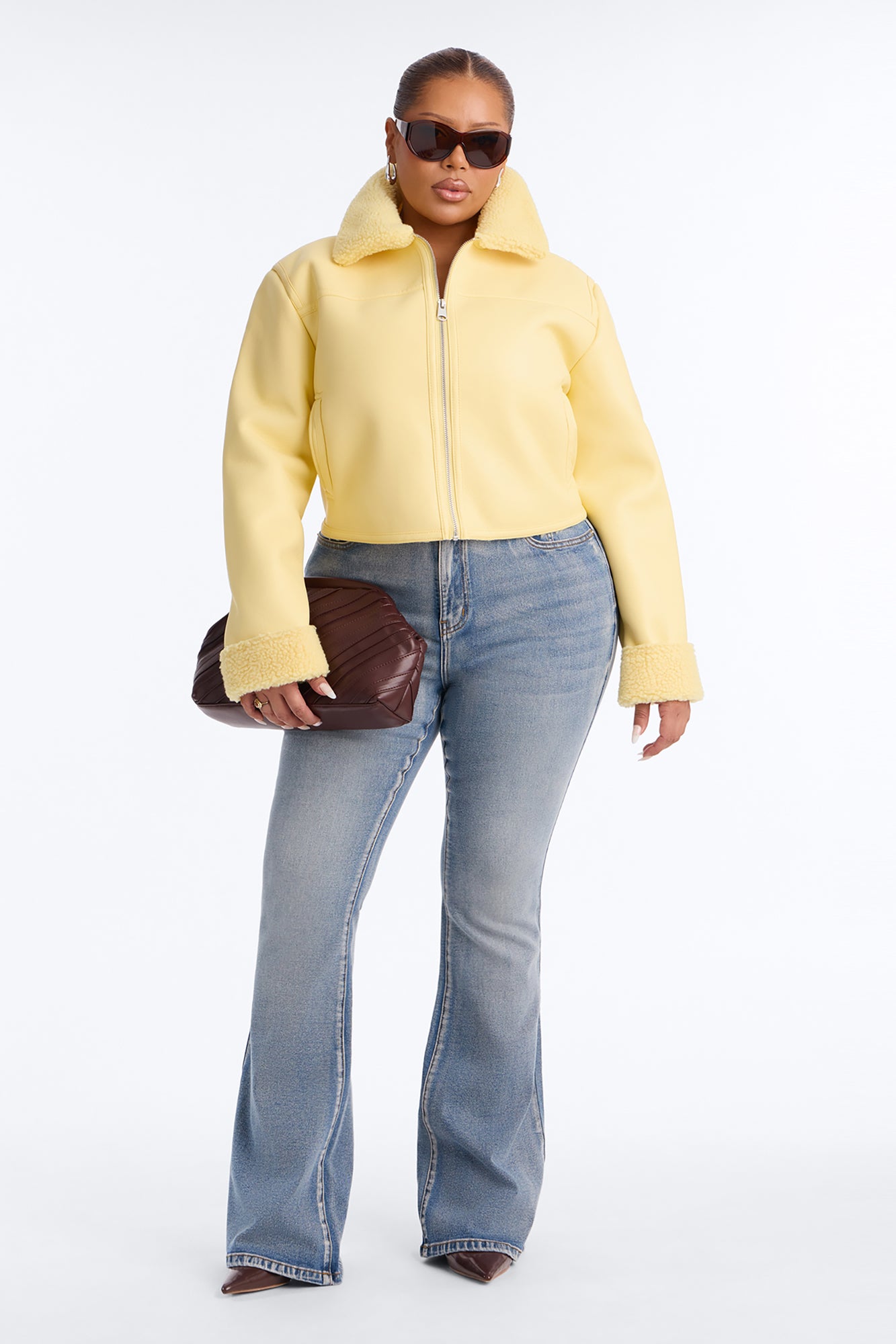Downtown Girl Bomber Jacket - Butter Yellow