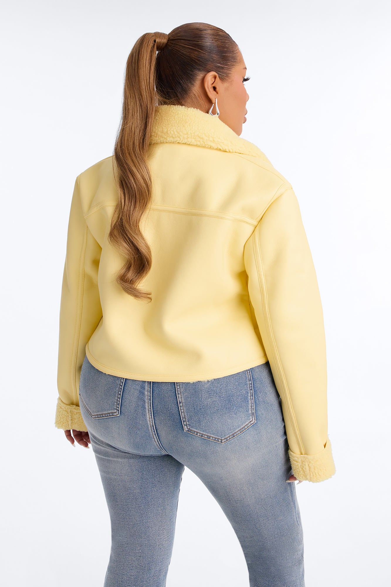 Downtown Girl Bomber Jacket - Butter Yellow