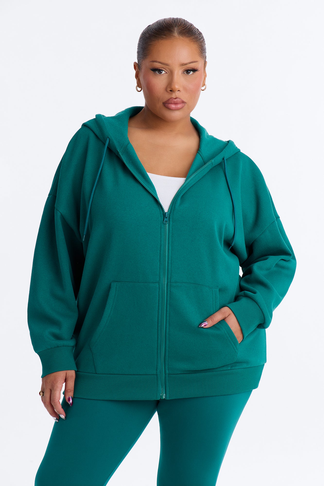 Beckham Zip Up Fleece Pant Set - Hunter