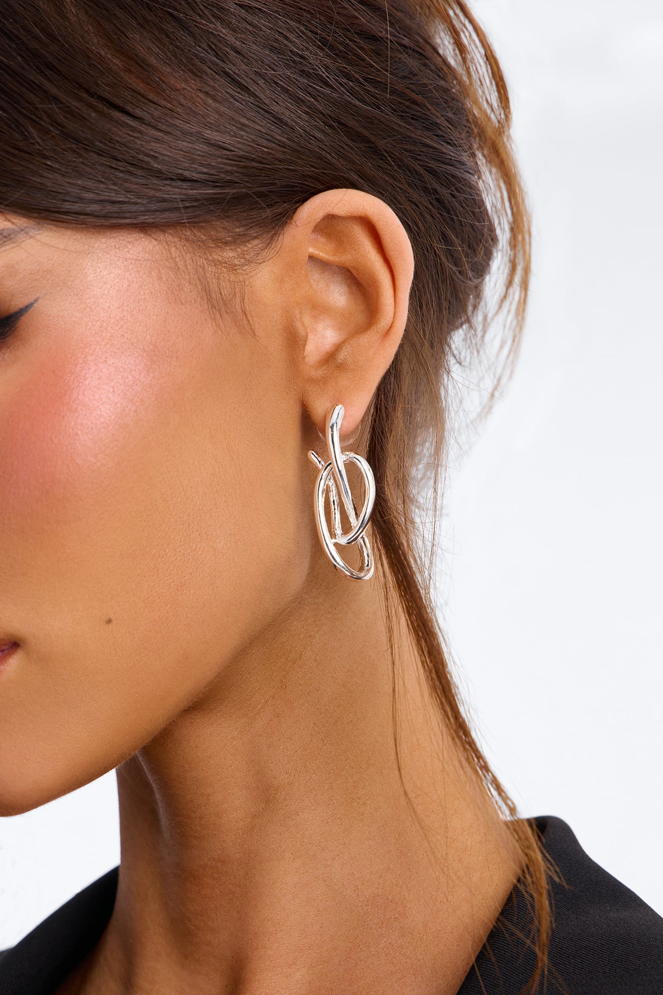No Words Drop Earrings - Silver