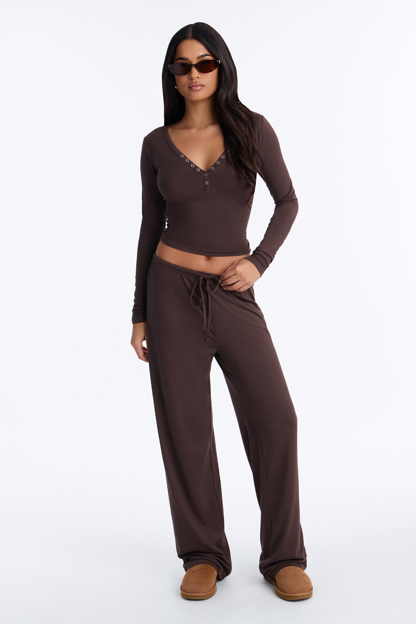Lazy Morning Pant Set - Chocolate