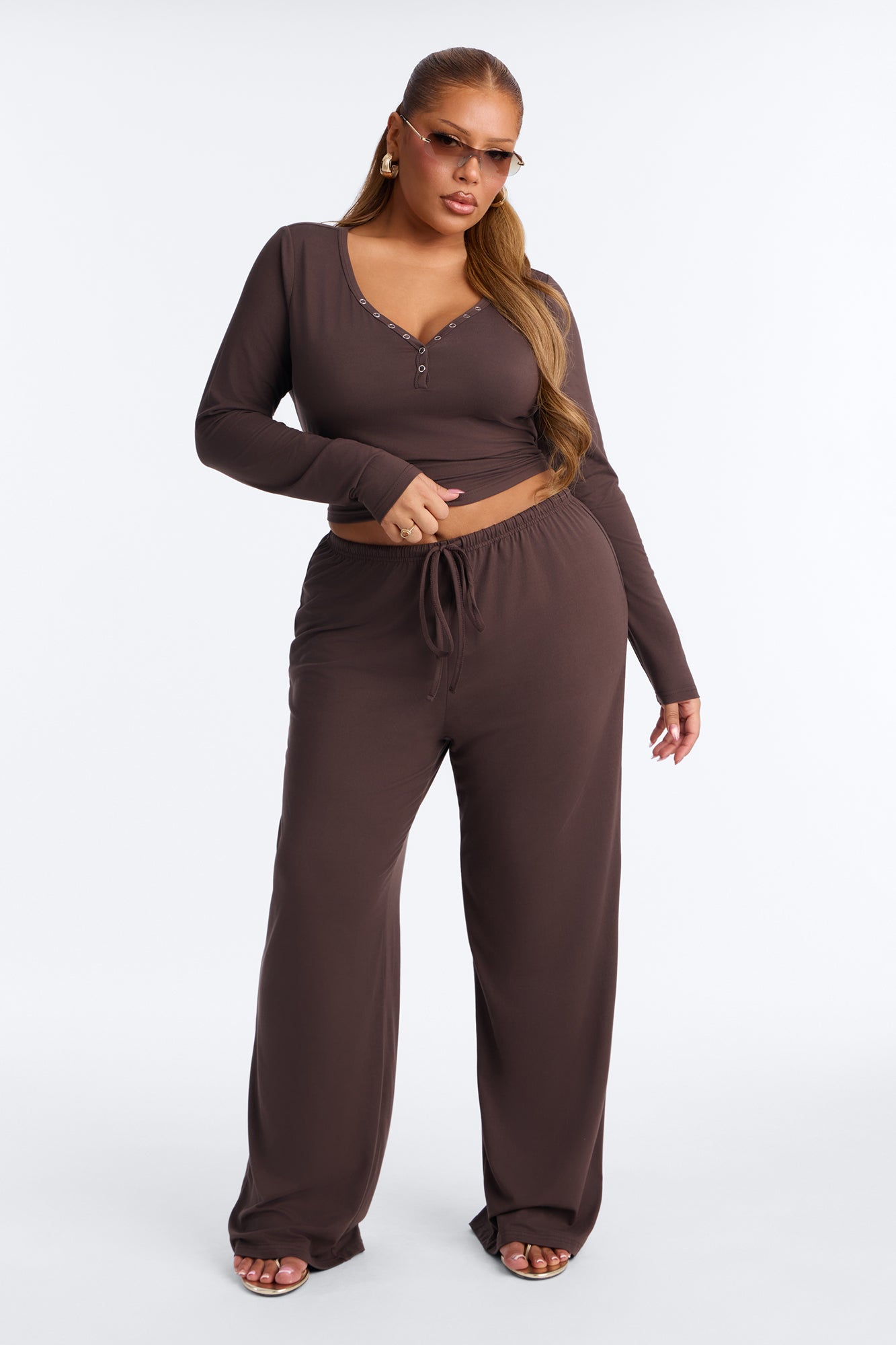 Lazy Morning Pant Set - Chocolate