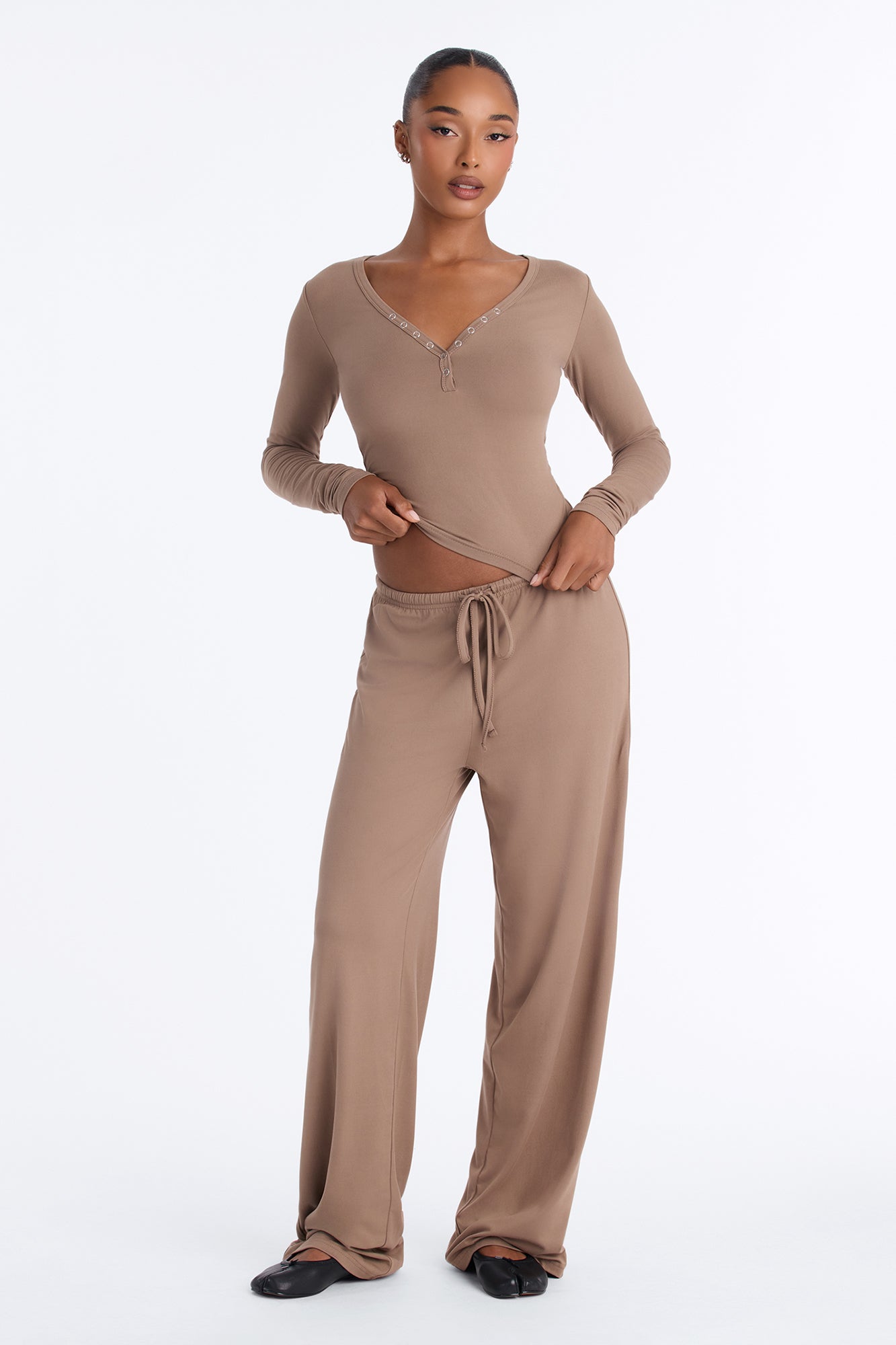 Lazy Morning Pant Set - Taupe