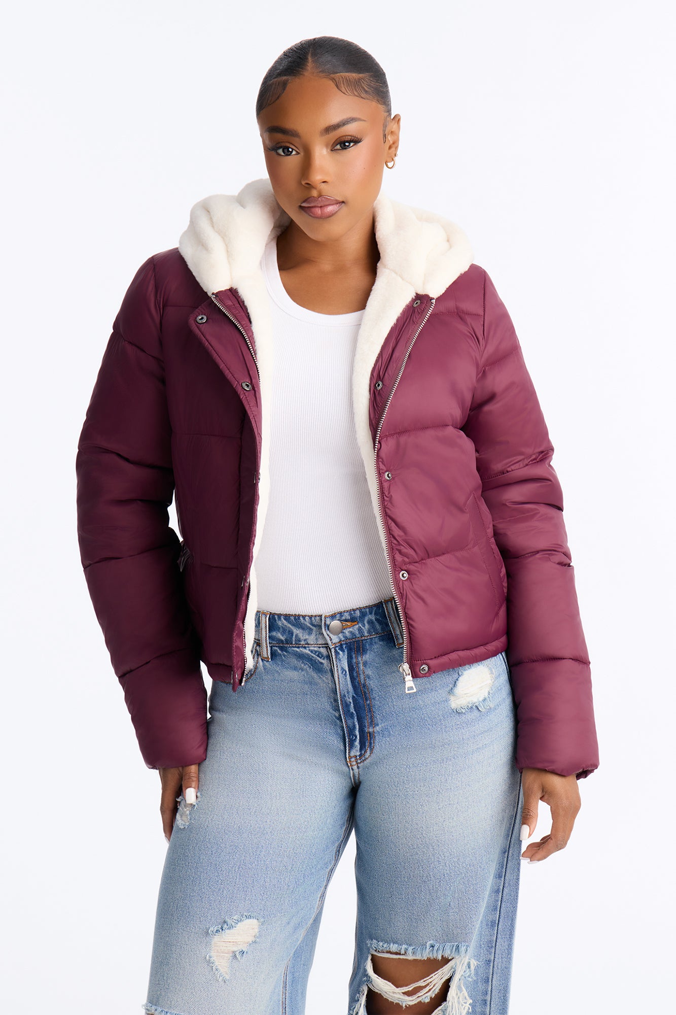 Cozied Up Jacket - Burgundy
