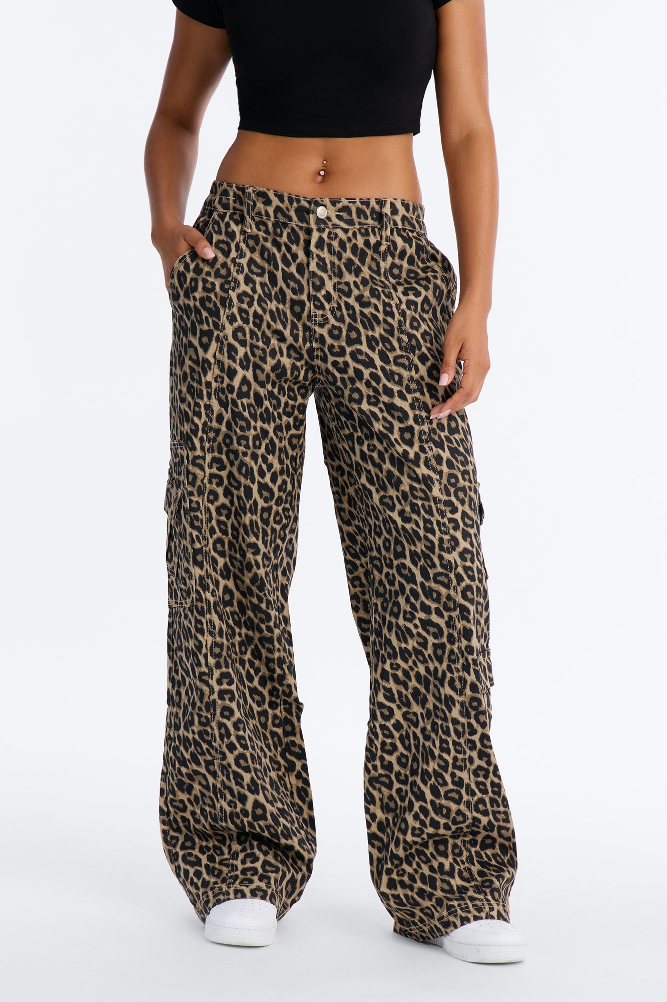 Berkely Washed Leopard Cargo Pant - Leopard