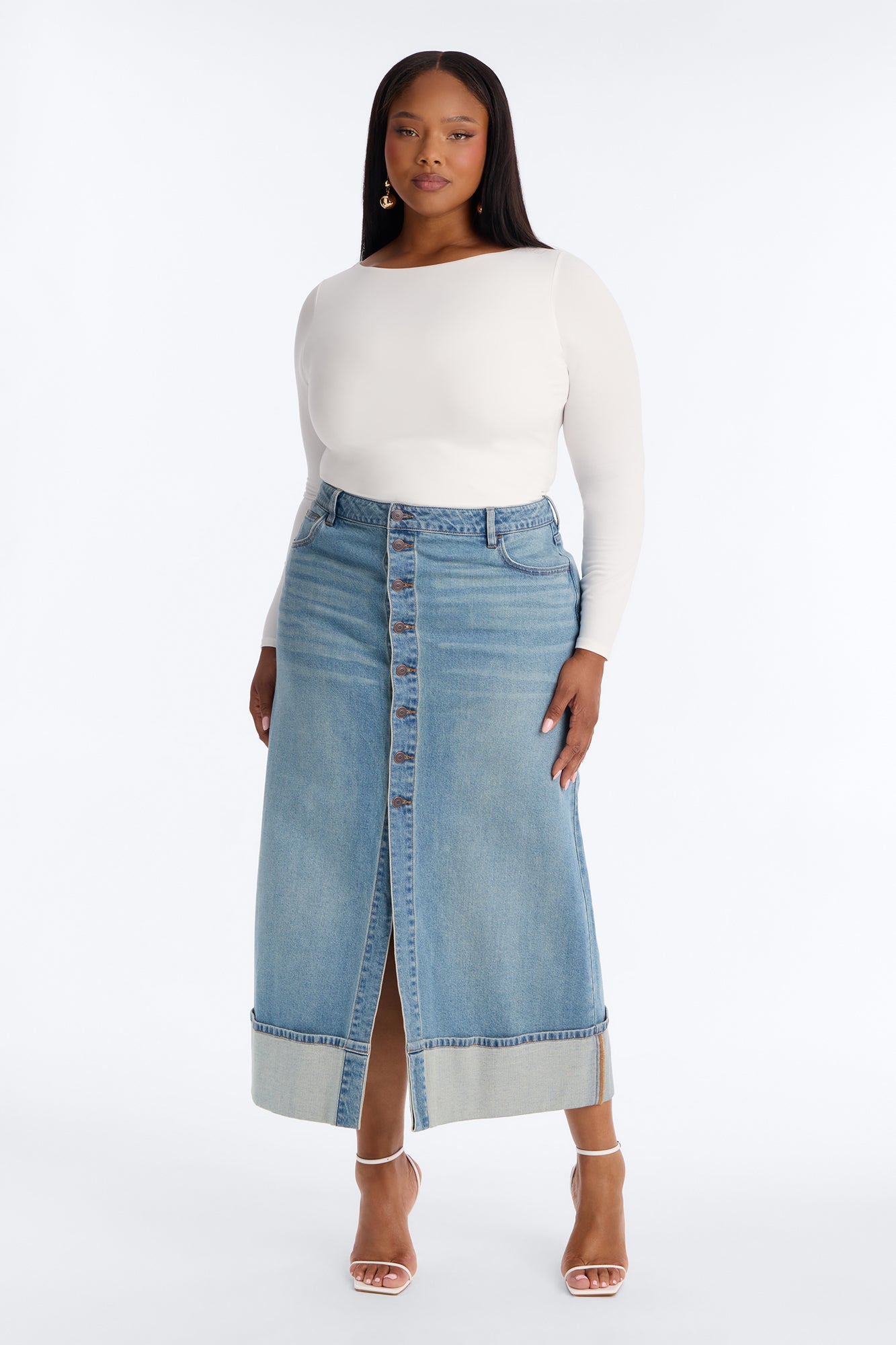 Mallory Long Sleeve Boat Neck Baby Tee - Off White