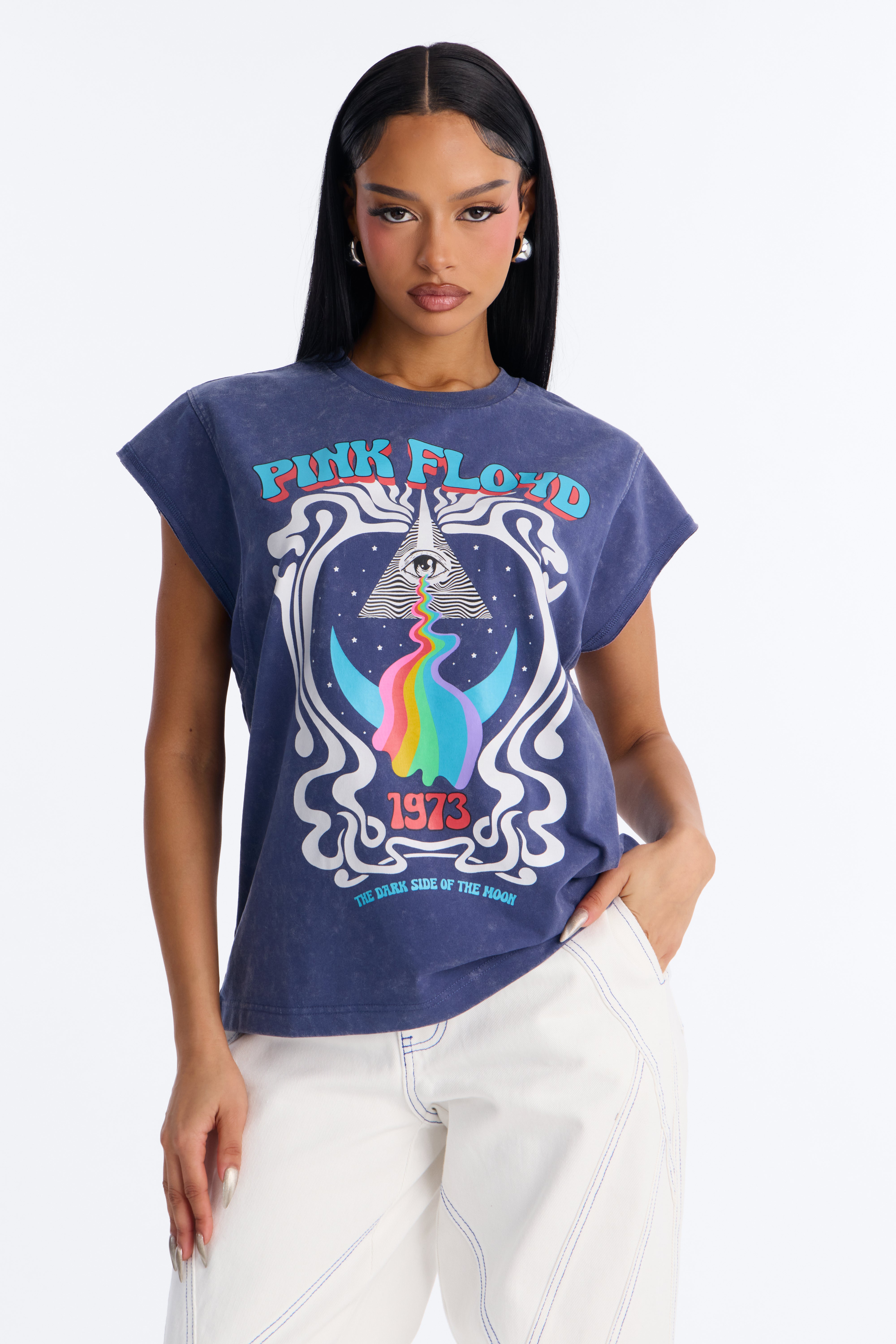 Pink Floyd Washed Muscle Concert Tank - Blue
