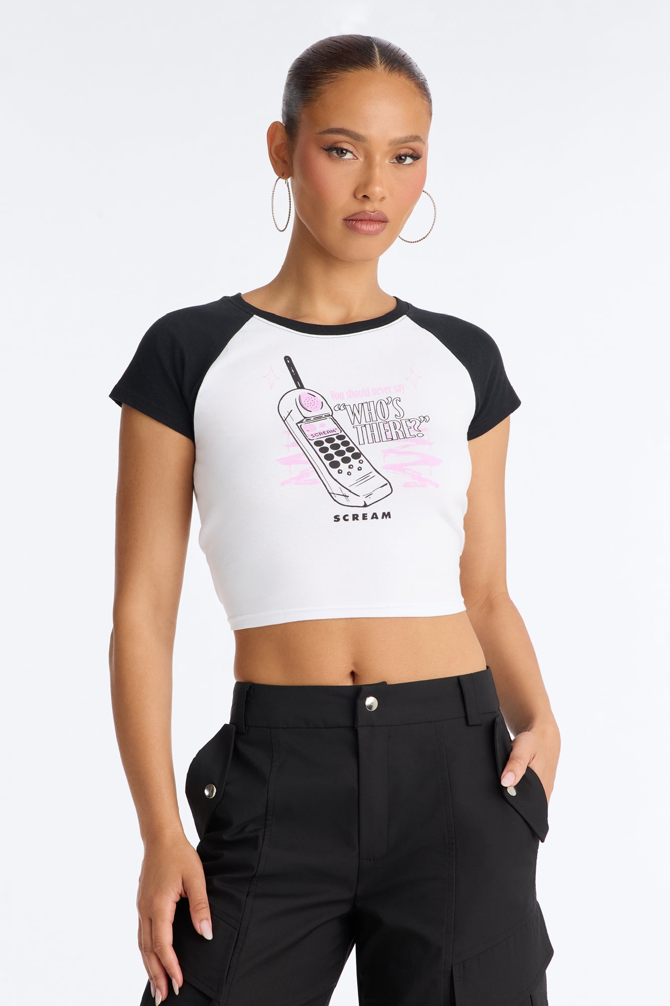 Scream Phone Raglan Baby Tee - White