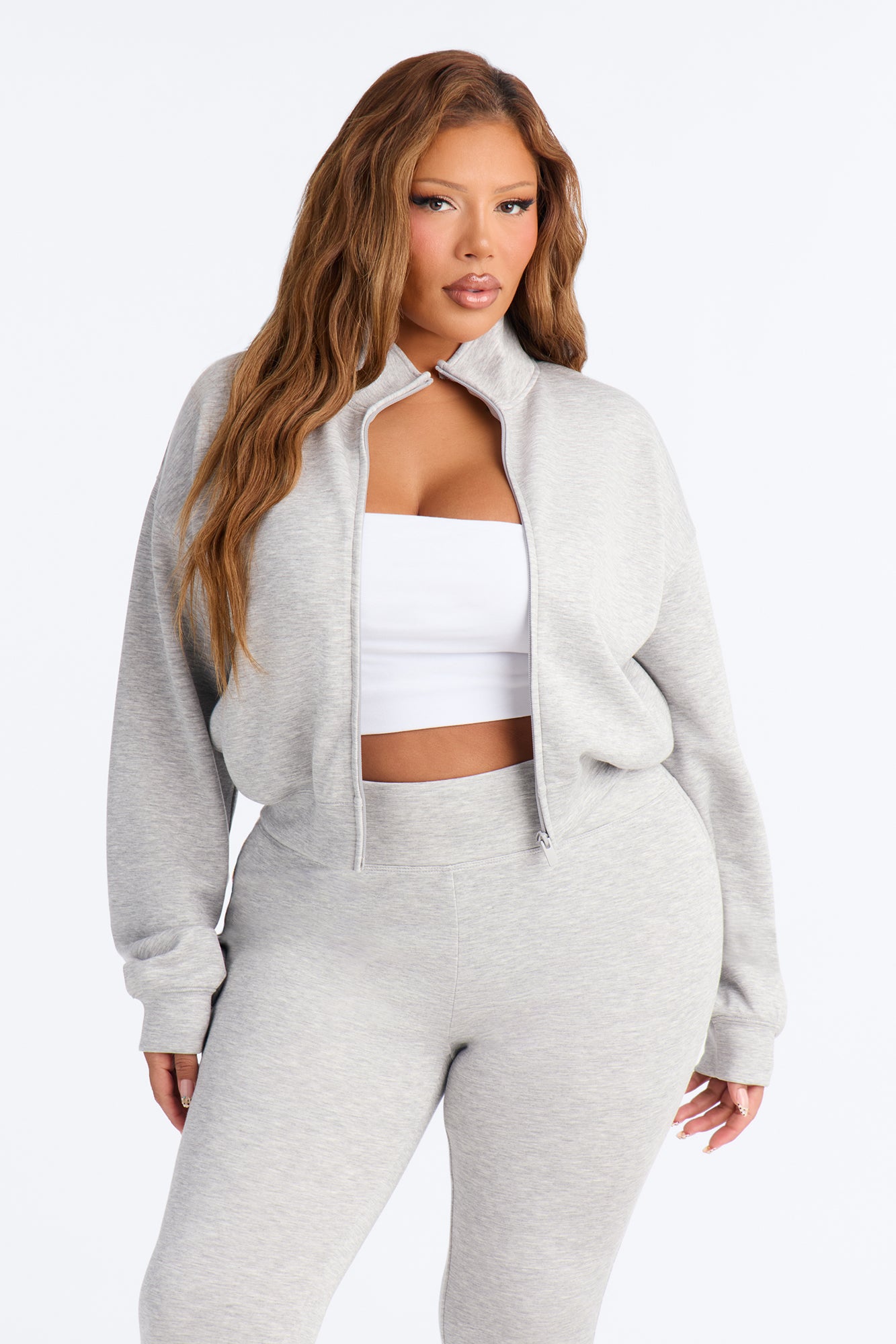 Bella Scuba Zip Up Jacket - Heather Grey