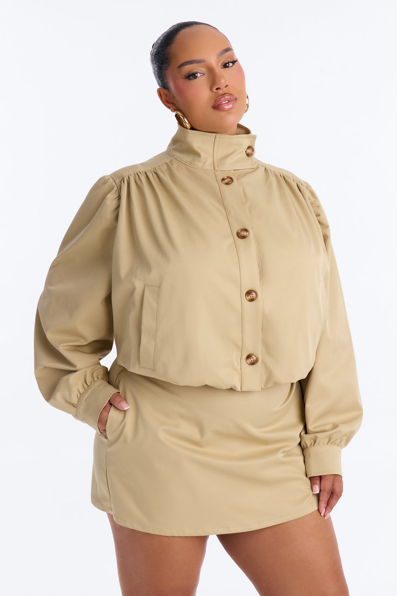 Paige Bubble Skort Set - Khaki