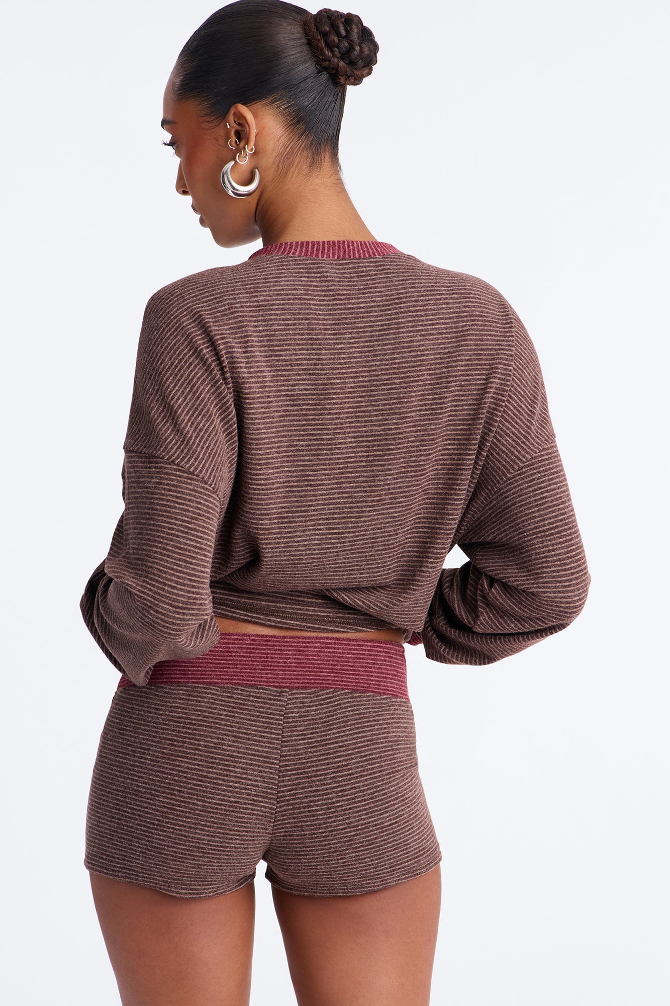 Avery Striped Short Set - Brown/combo