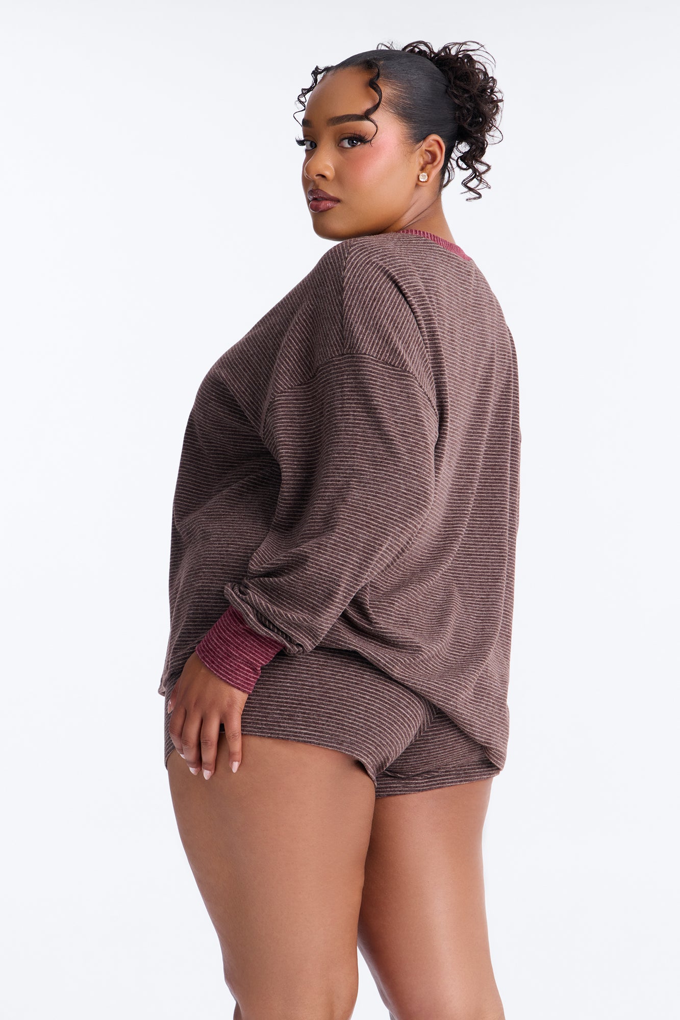 Avery Striped Short Set - Brown/combo