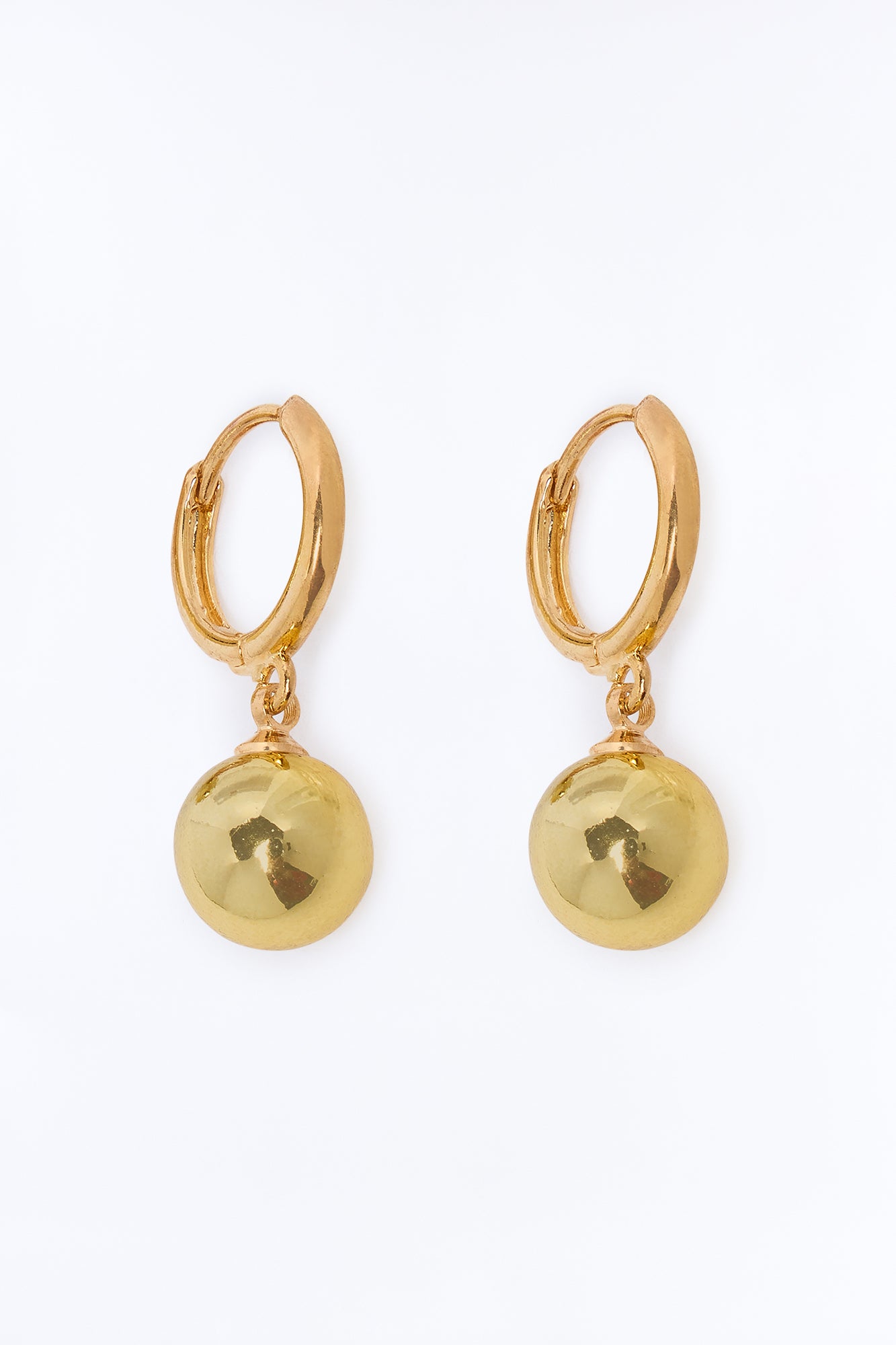 Ball Drop Huggie Hoop Earrings - Gold