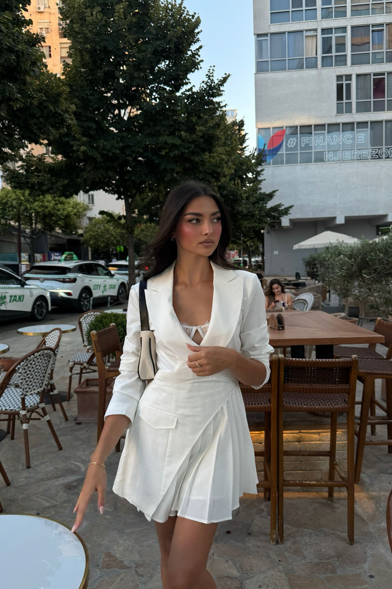 Delani Mini Blazer Dress - White
