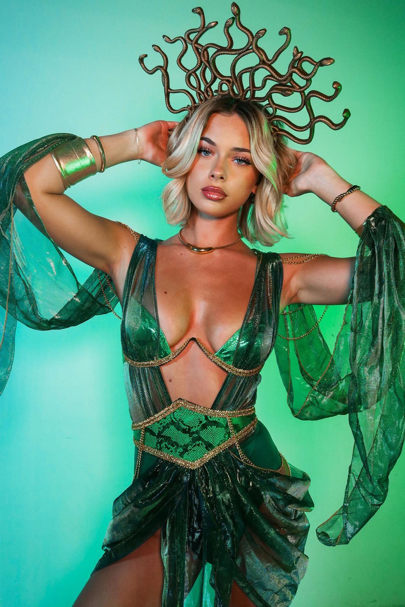 Serpent Queen 3 Piece Costume Set - Green/combo