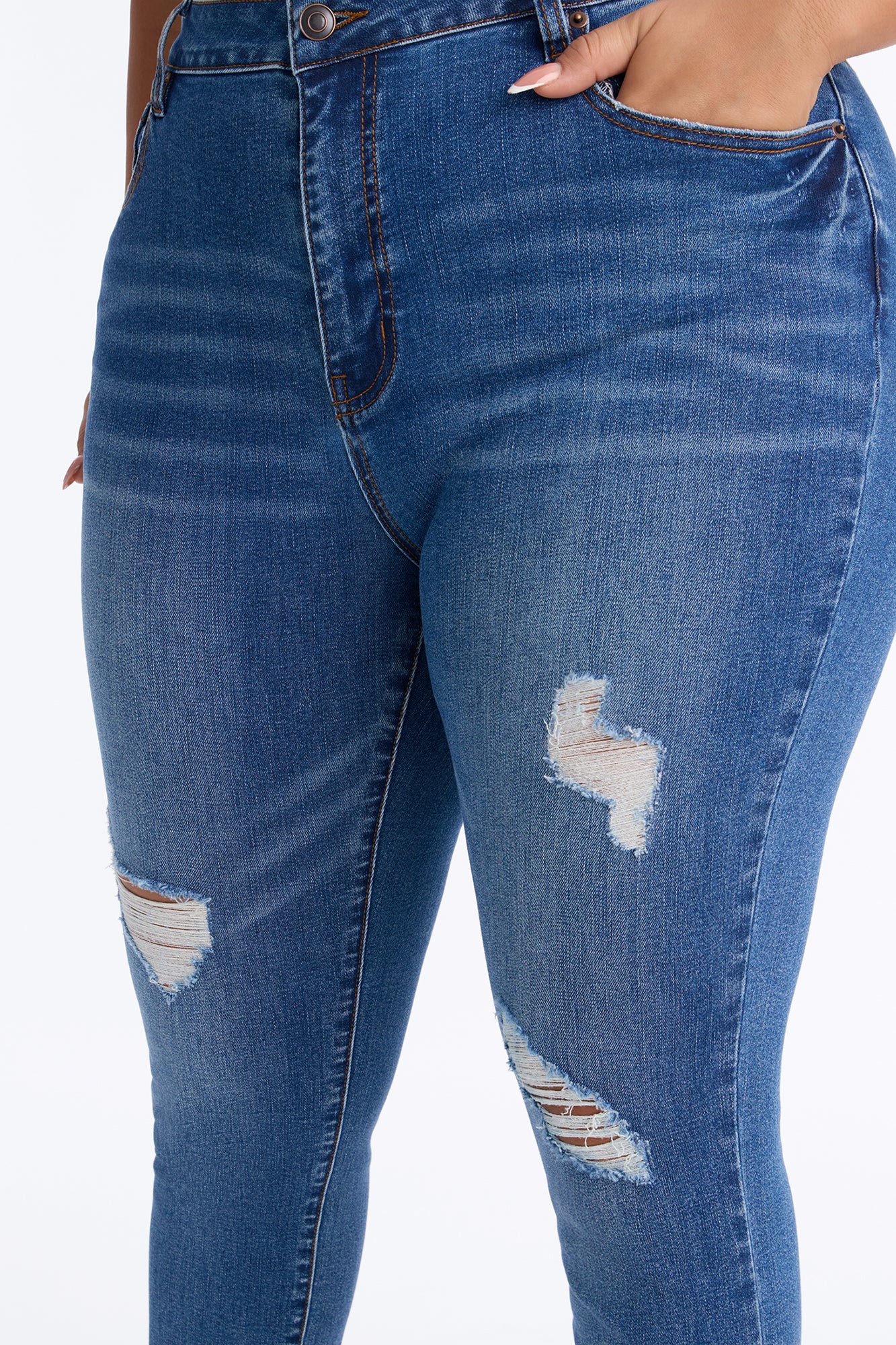 Tall Higher Frequency Stretch Ripped Skinny Jeans - Medium Wash