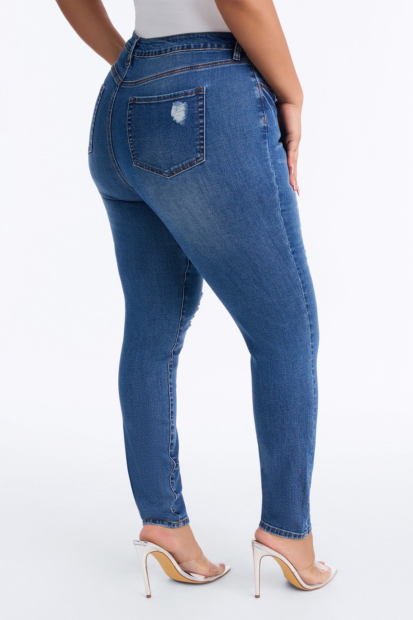 Tall Higher Frequency Stretch Ripped Skinny Jeans - Medium Wash