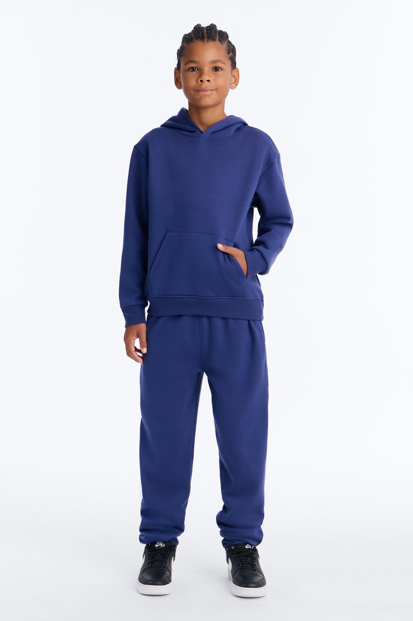 Mini Figure It Out Fleece Jogger Pant Set - Navy