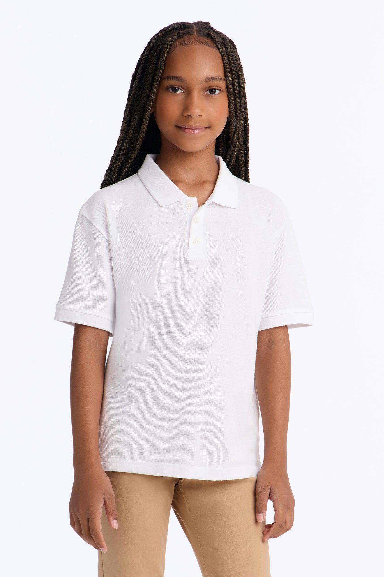 Mini Uniform Pique Polo - White