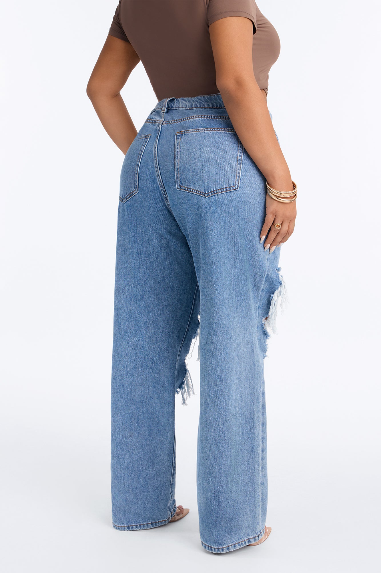 Sassy Straight Leg Jeans - Light Blue Wash