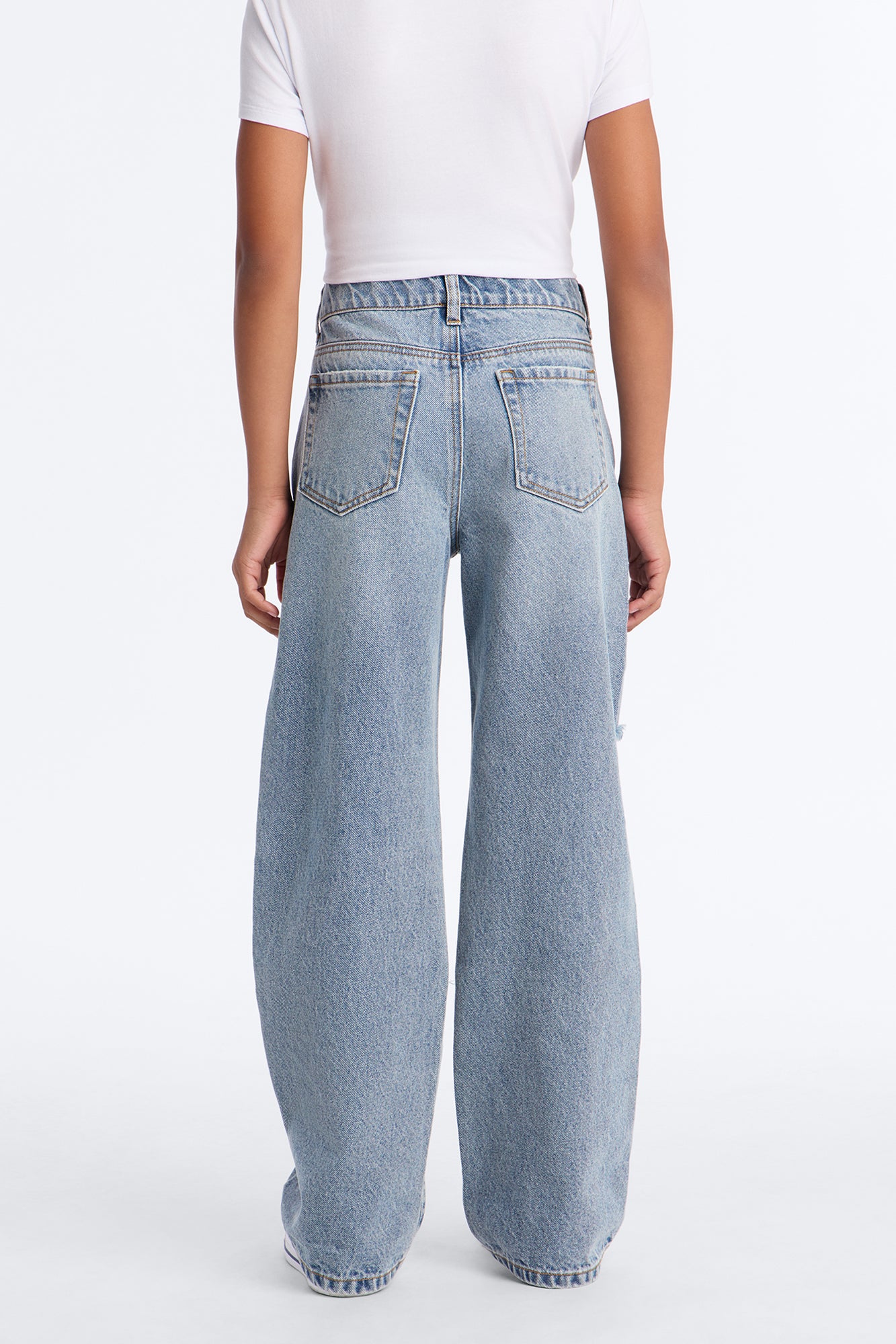 Mini Seeking Thrills Shredded Straight Leg Jeans - Medium Wash
