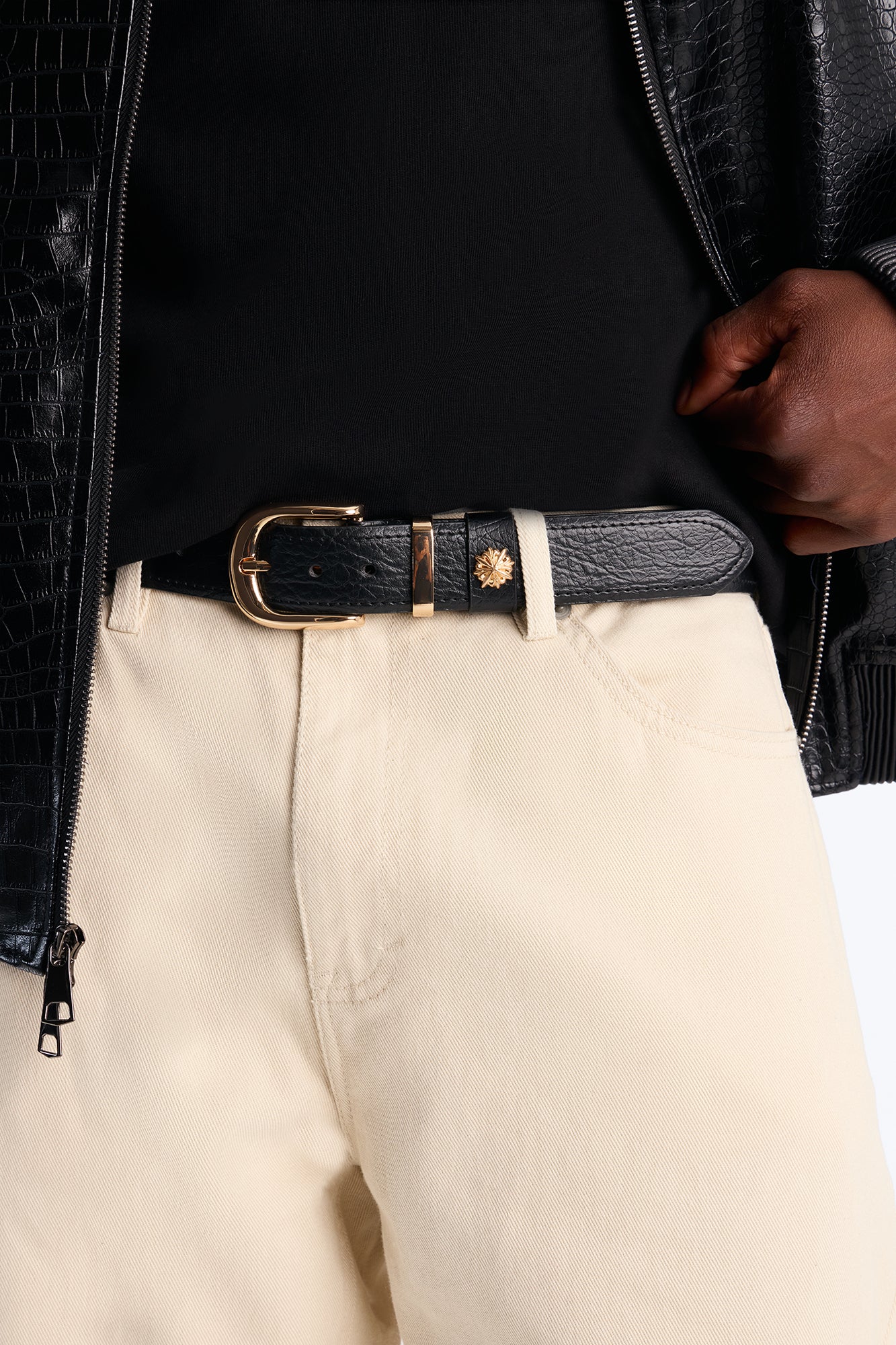 Starbound Faux Leather Belt - Gold/Black
