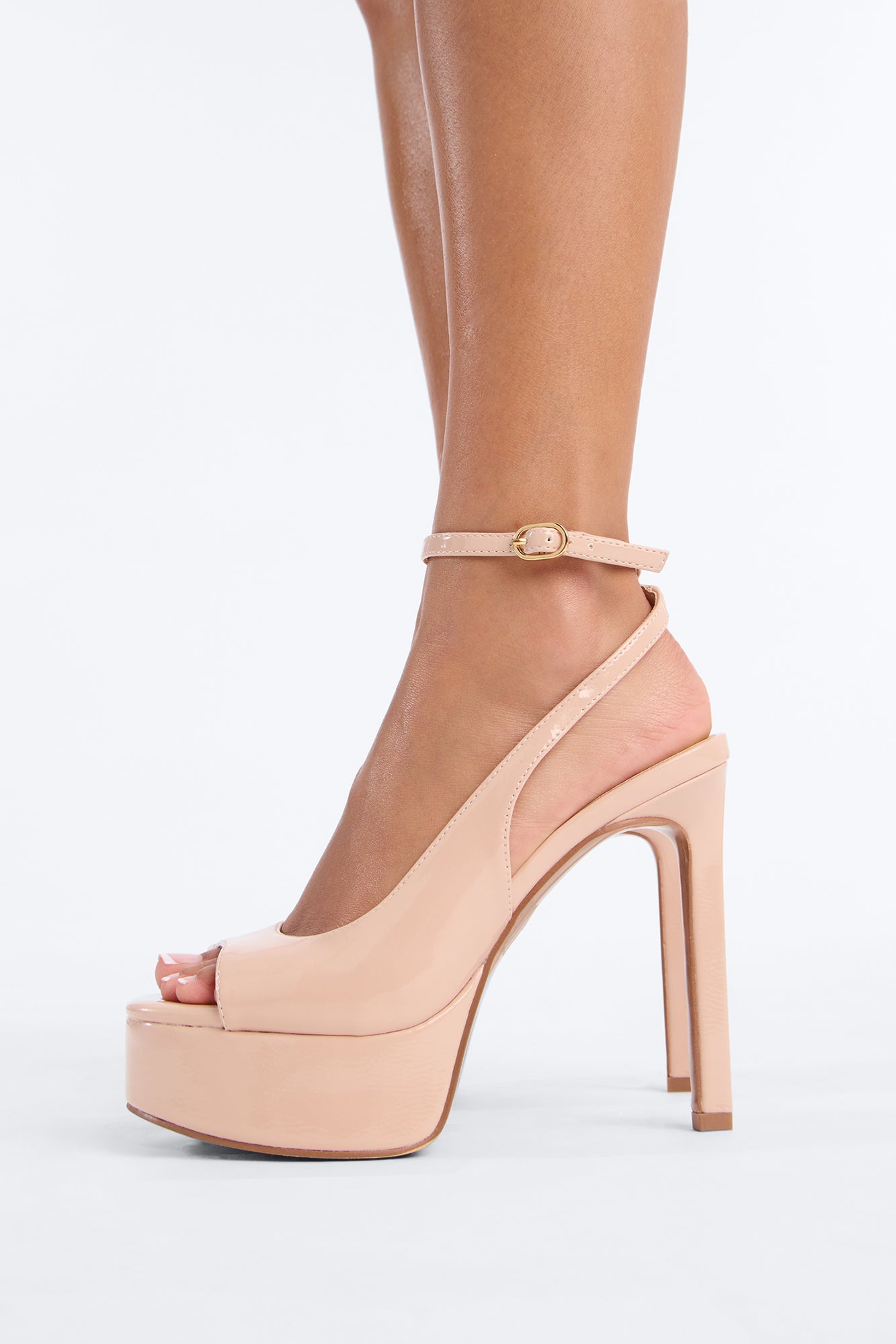 Lucinda Patent Platform Heels - Nude