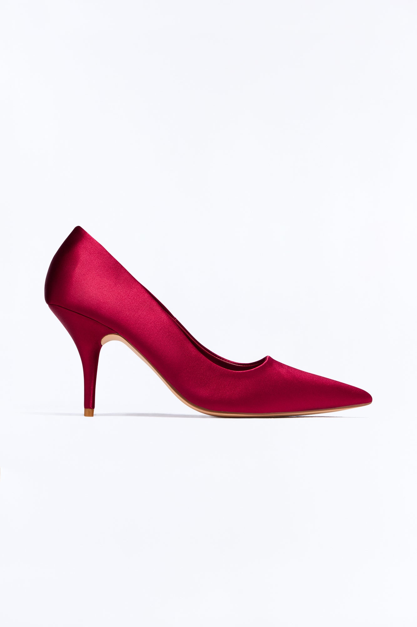 Nissa Satin Pumps - Dark Red