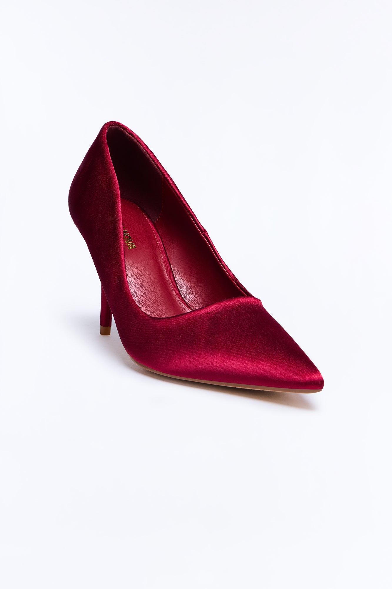 Nissa Satin Pumps - Dark Red