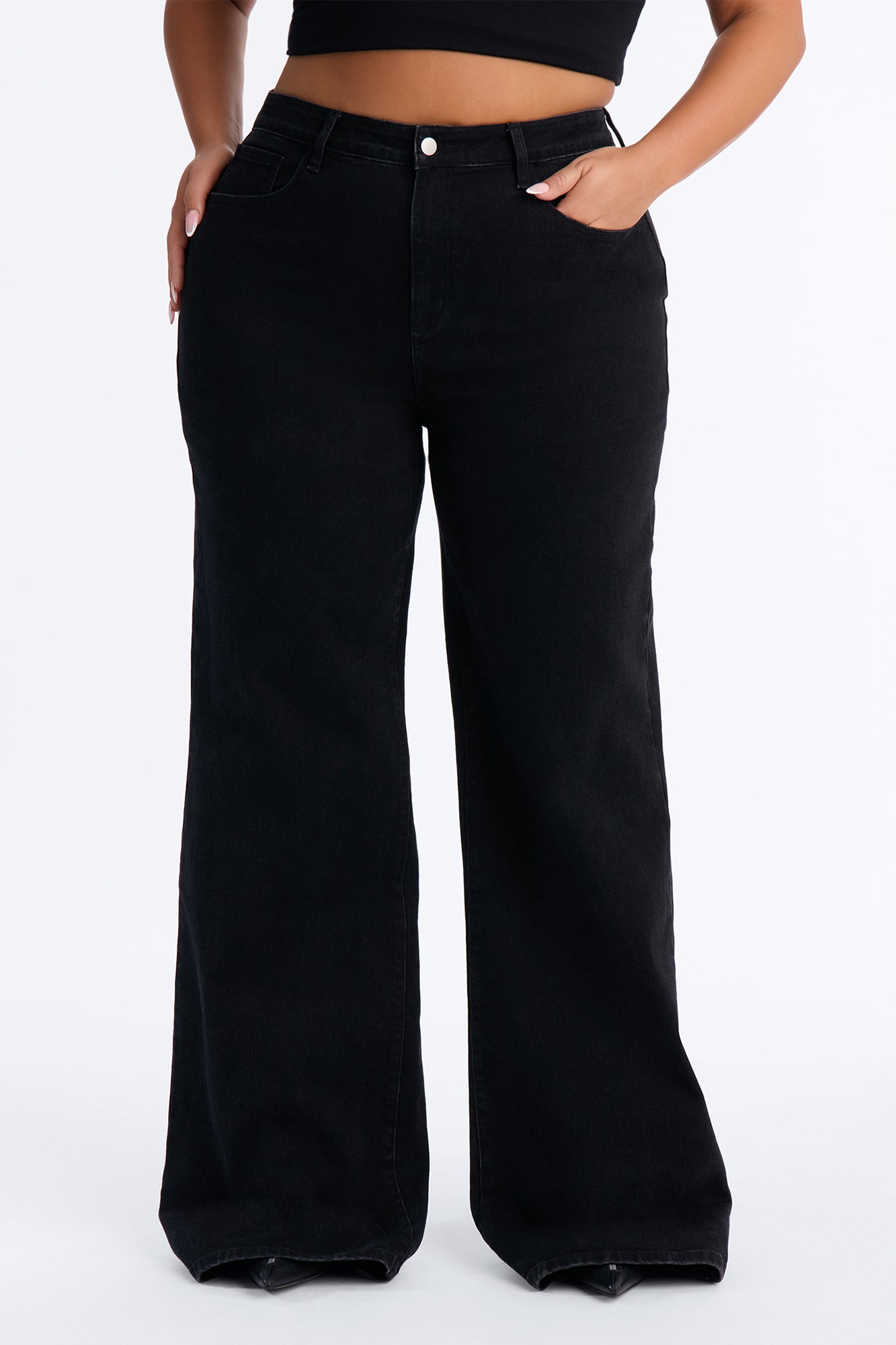 Tall Chasing Thrills Stretch Wide Leg Jeans - Black Wash
