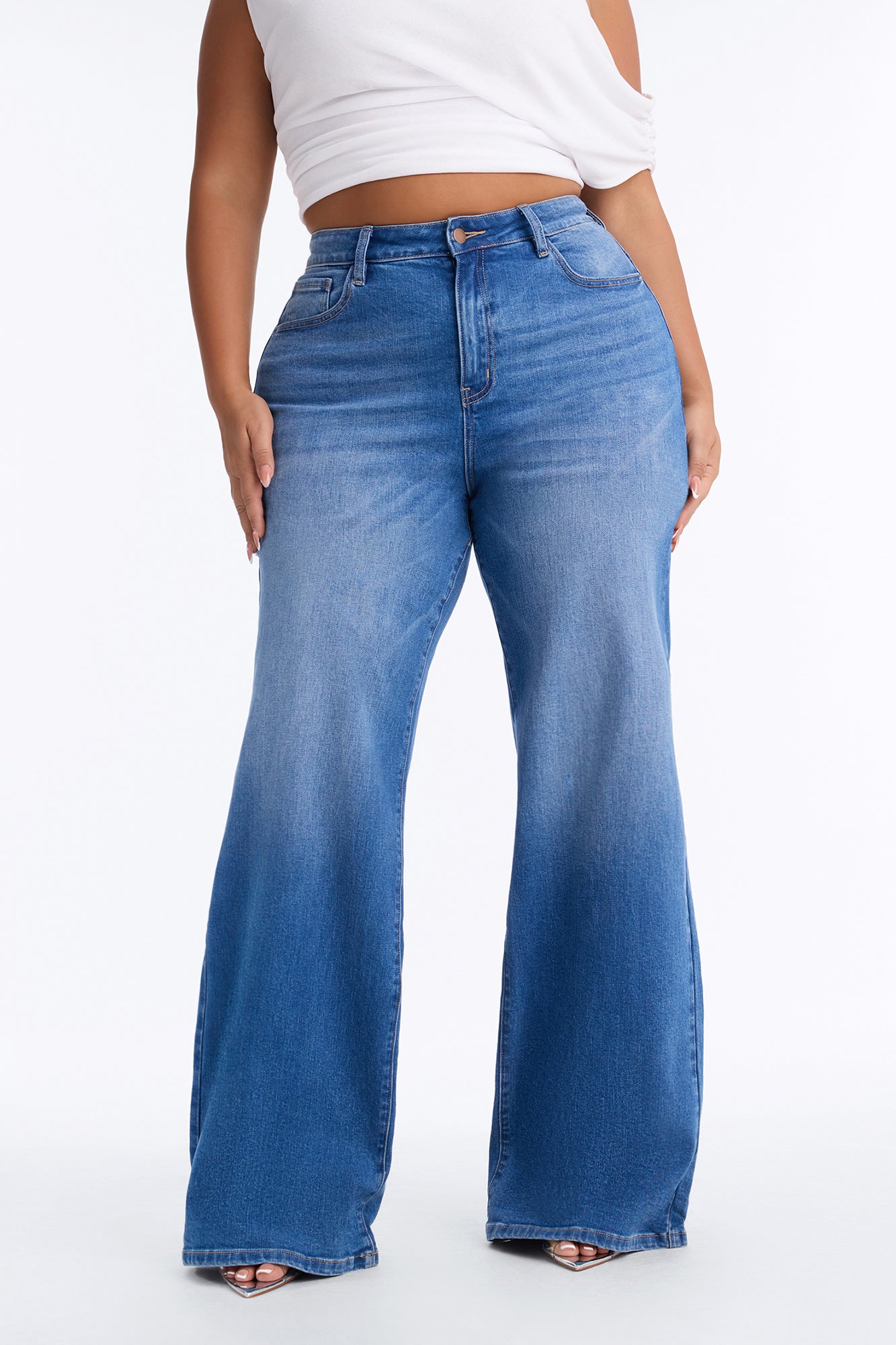 Tall Chasing Thrills Stretch Wide Leg Jeans - Medium Wash
