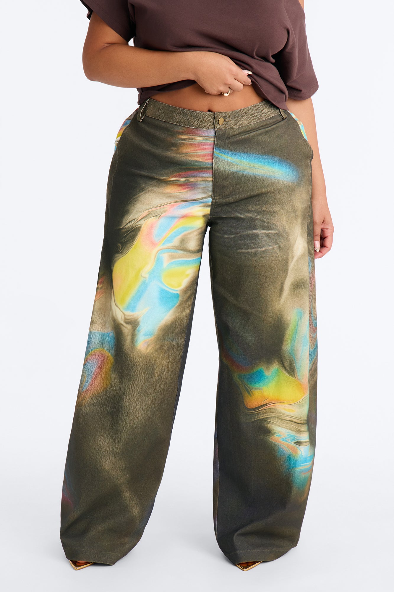 Can't Handle Me Mid Rise Utility Pant - Olive/combo