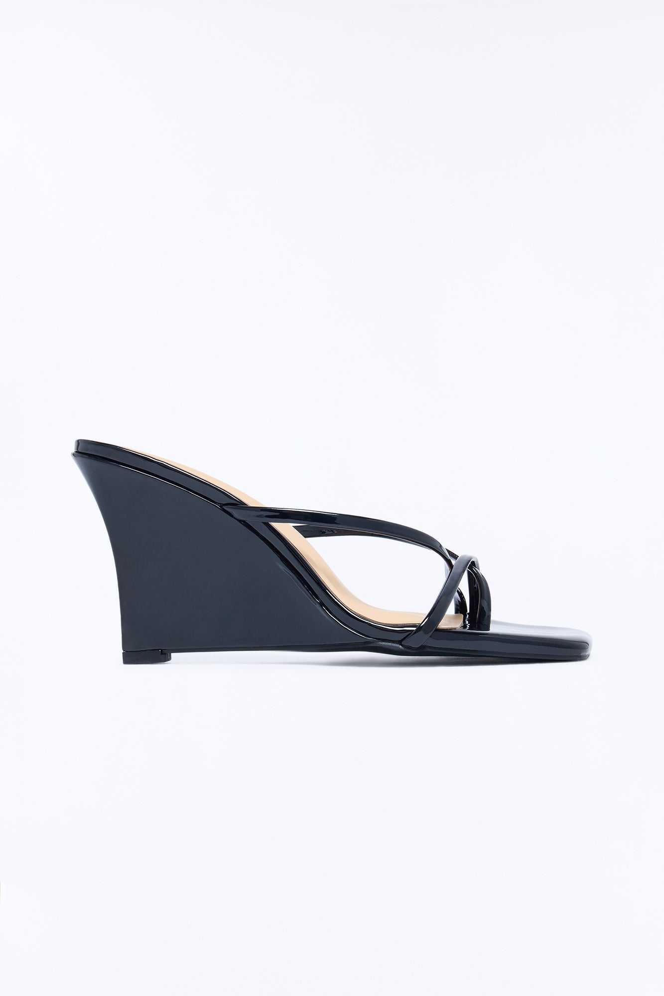 Andrea Square Toe Mule Wedges - Black