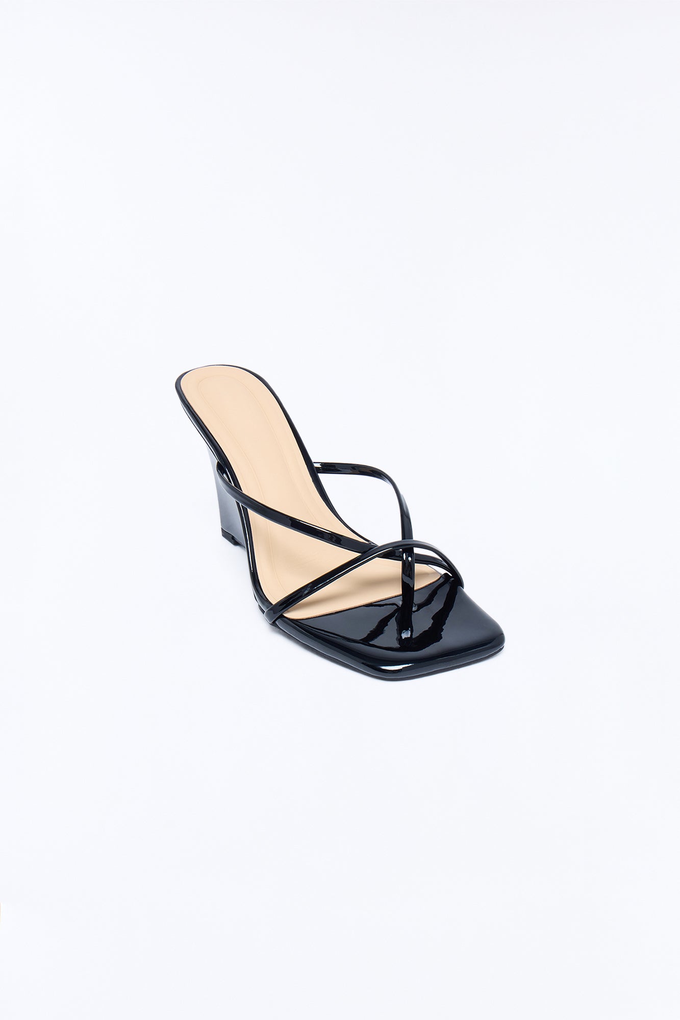 Andrea Square Toe Mule Wedges - Black