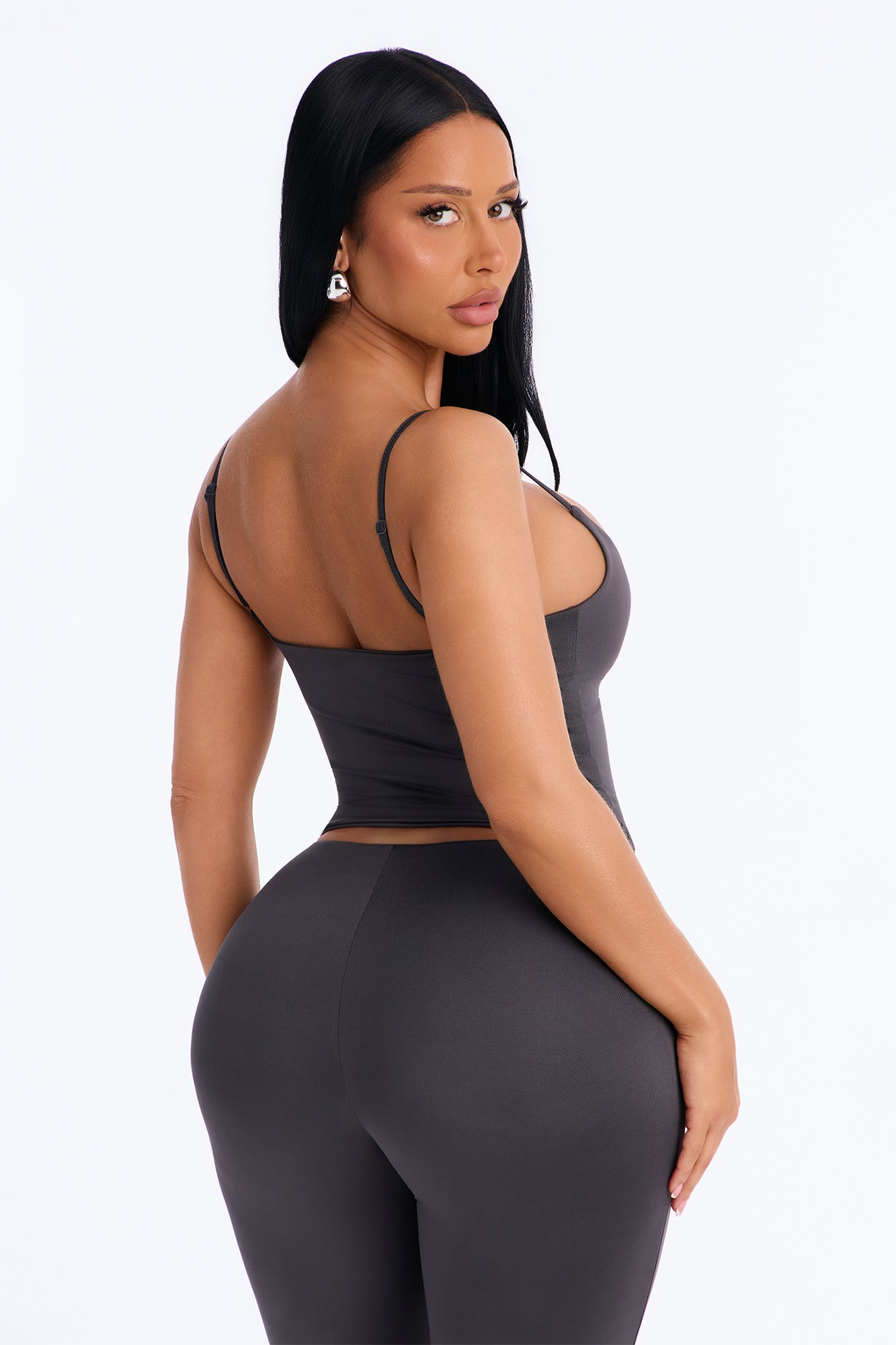 Contour Double Lined Cami Top - Charcoal