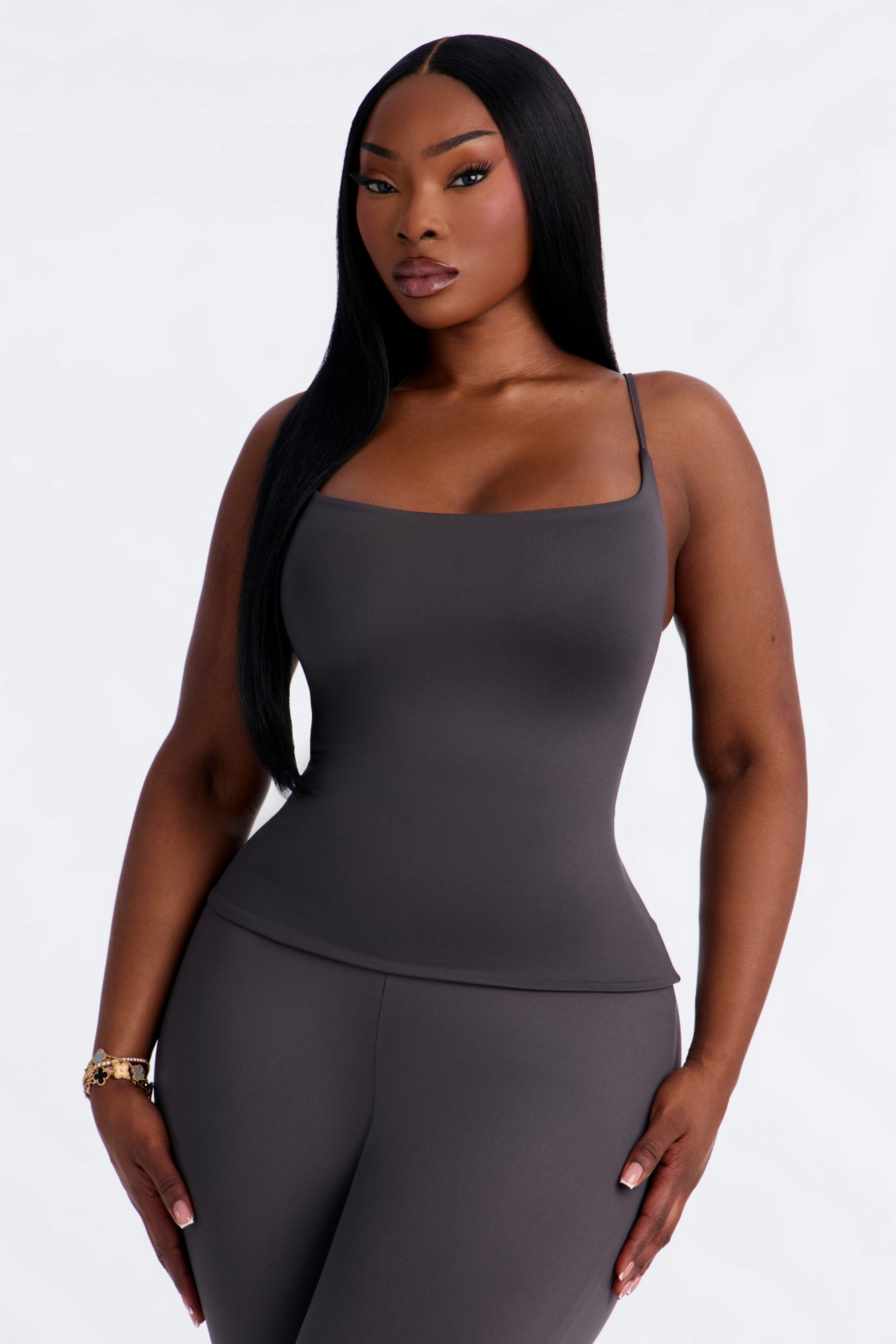 Contour Double Lined Cami Top - Charcoal