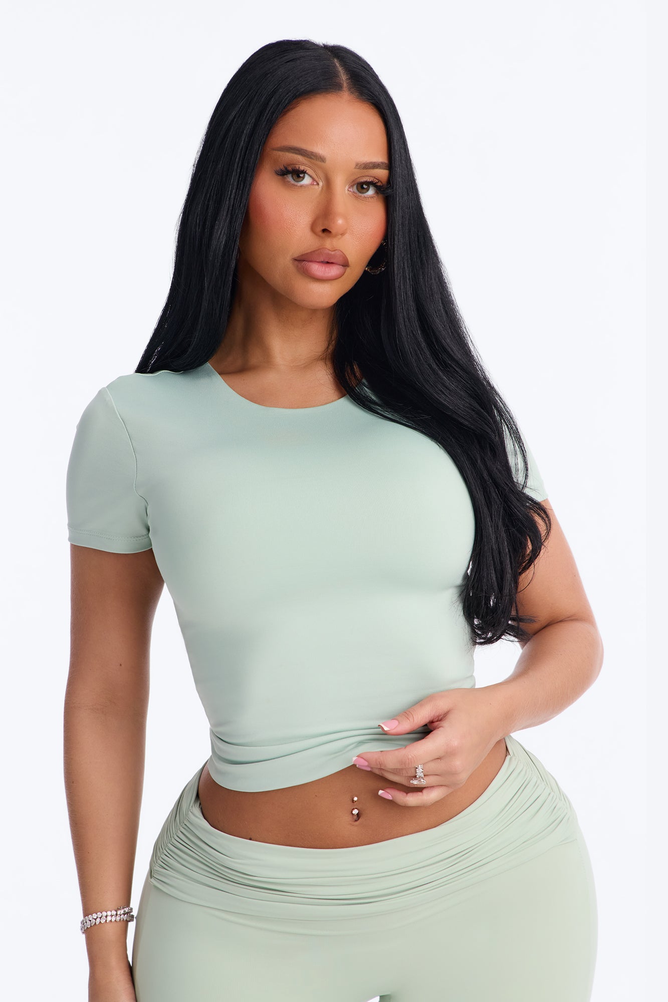 Contour Double Lined Short Sleeve Baby Tee - Mint
