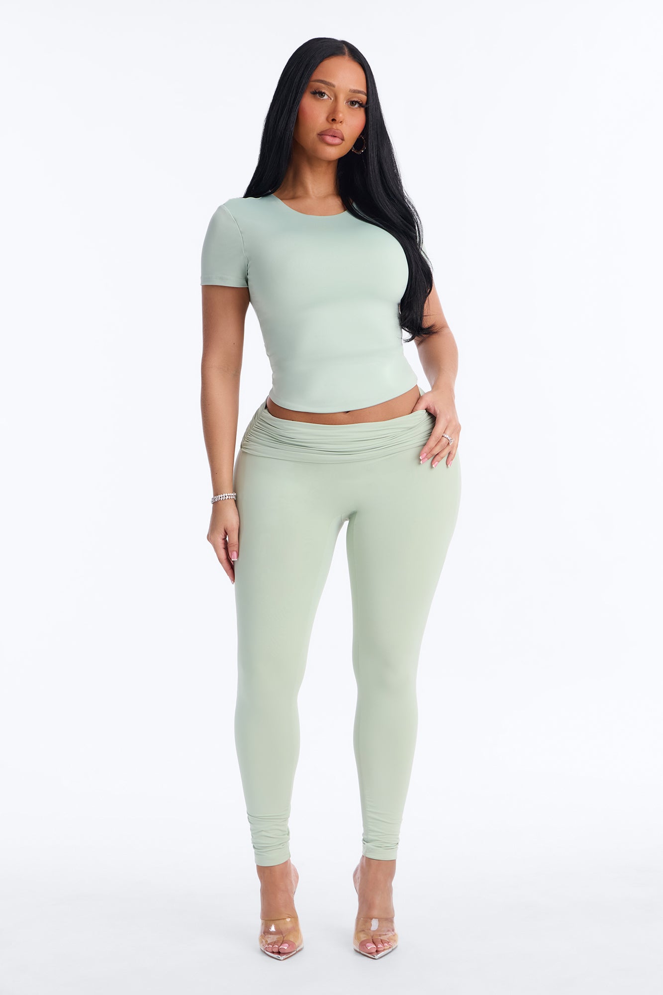 Contour Double Lined Short Sleeve Baby Tee - Mint