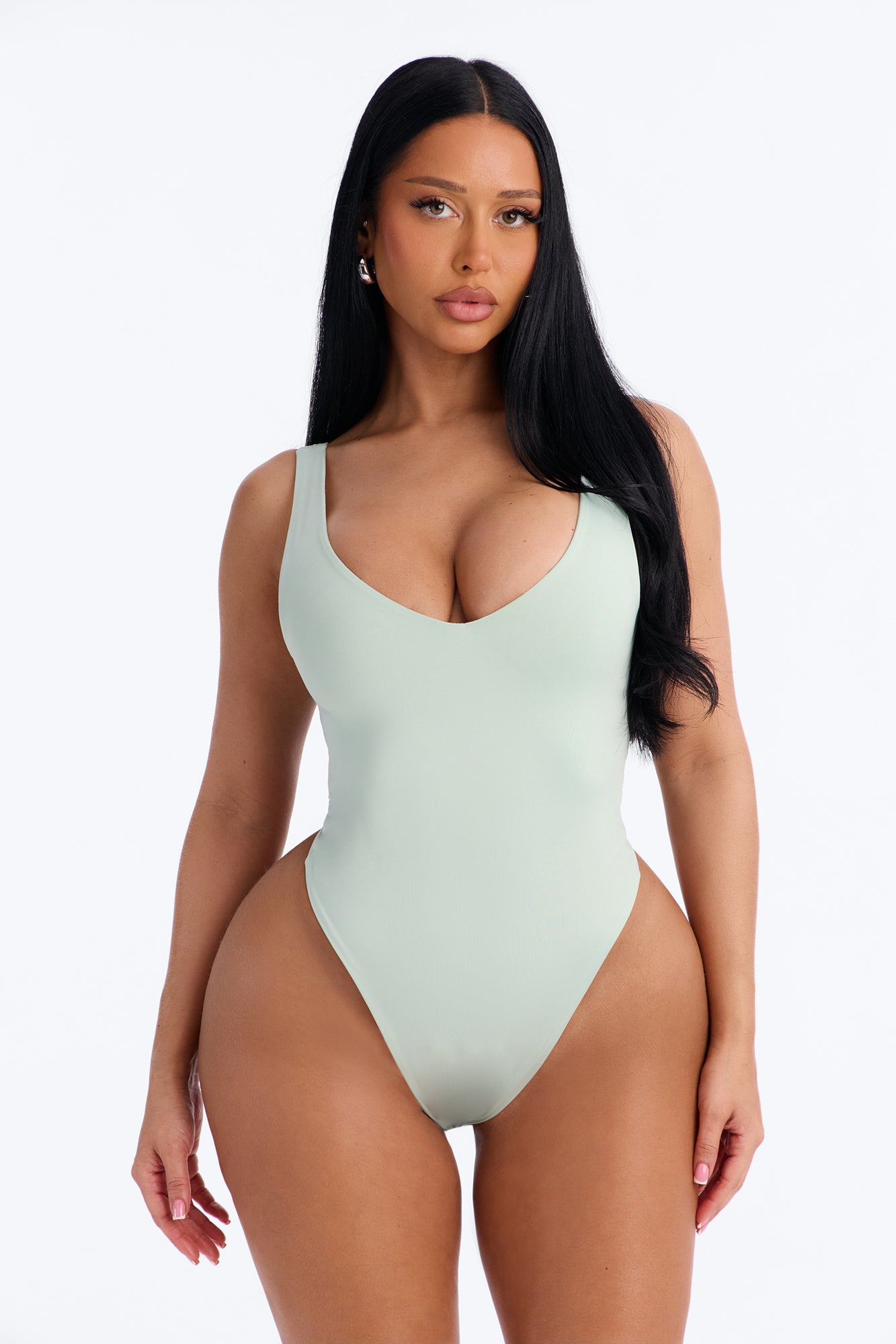 Contour Double Lined V-Neck Bodysuit - Mint