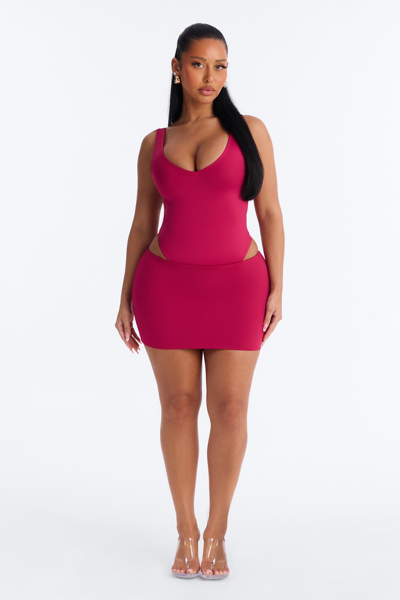 Contour Double Lined V-Neck Bodysuit - Raspberry