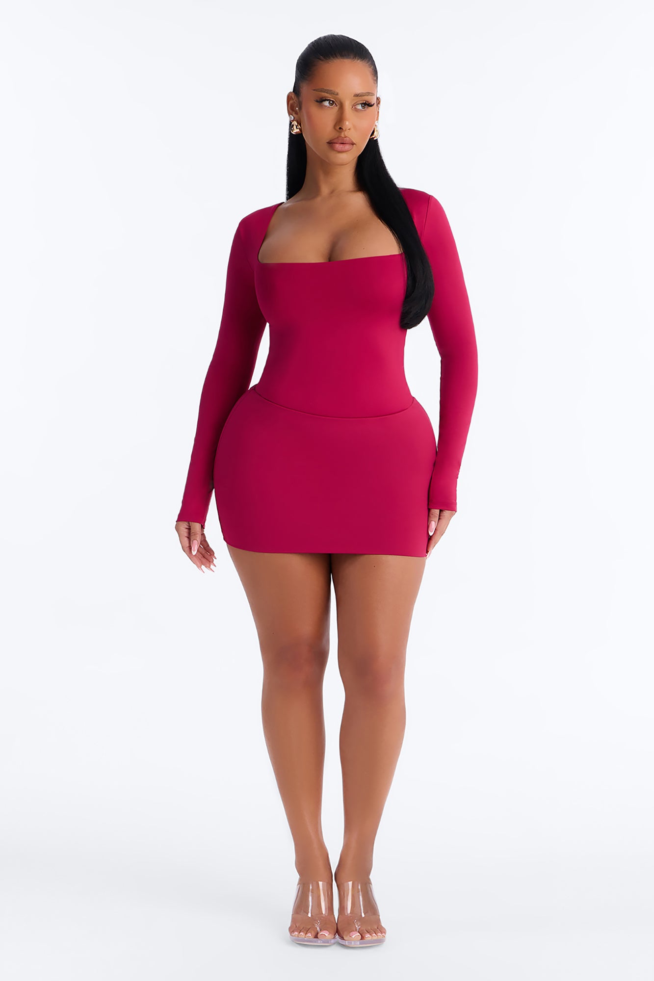 Contour Double Lined Mini Skirt - Raspberry