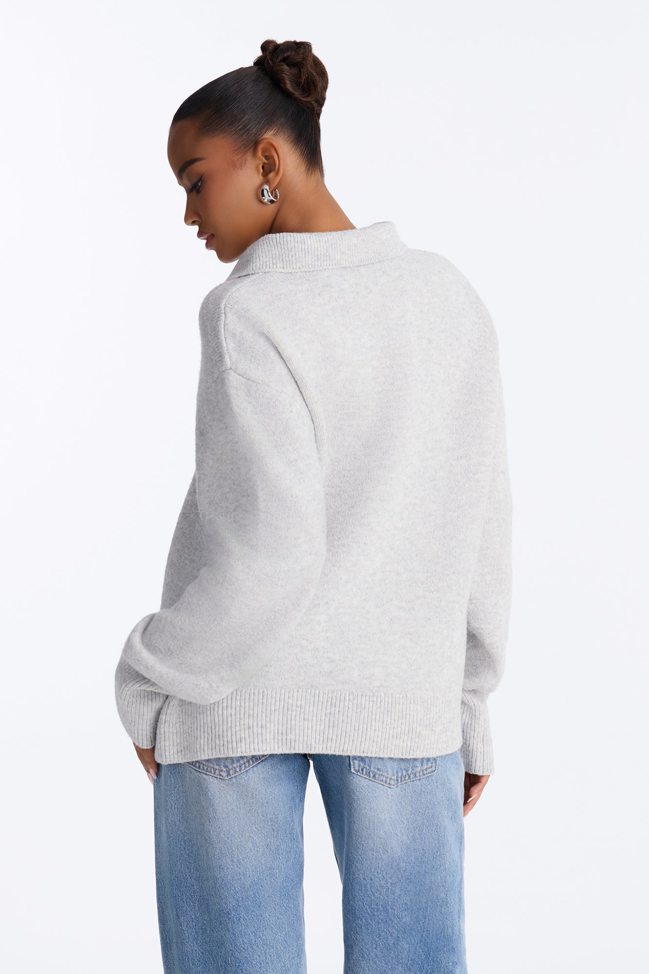Dionne Polo Sweater - Heather Grey