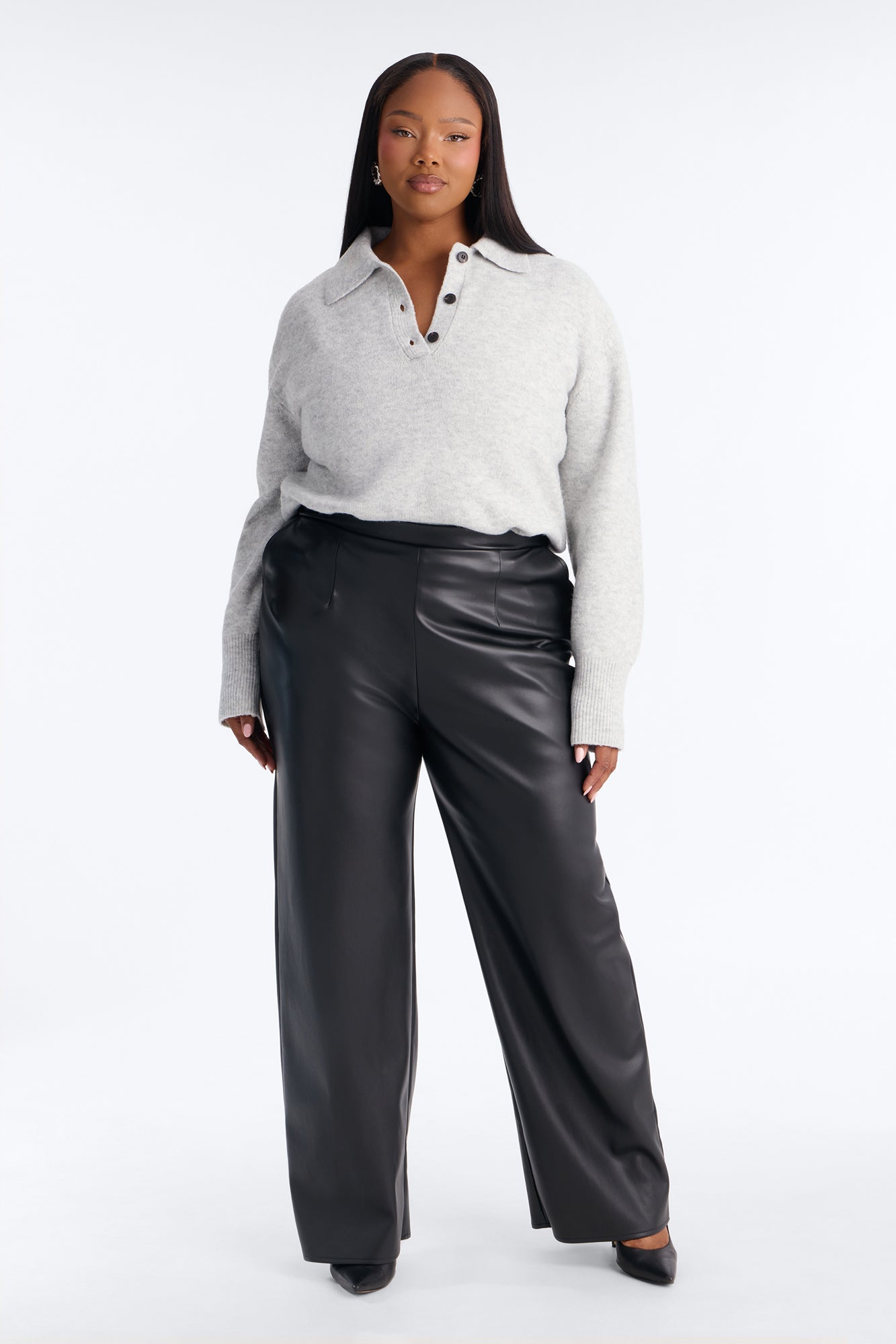 Dionne Polo Sweater - Heather Grey