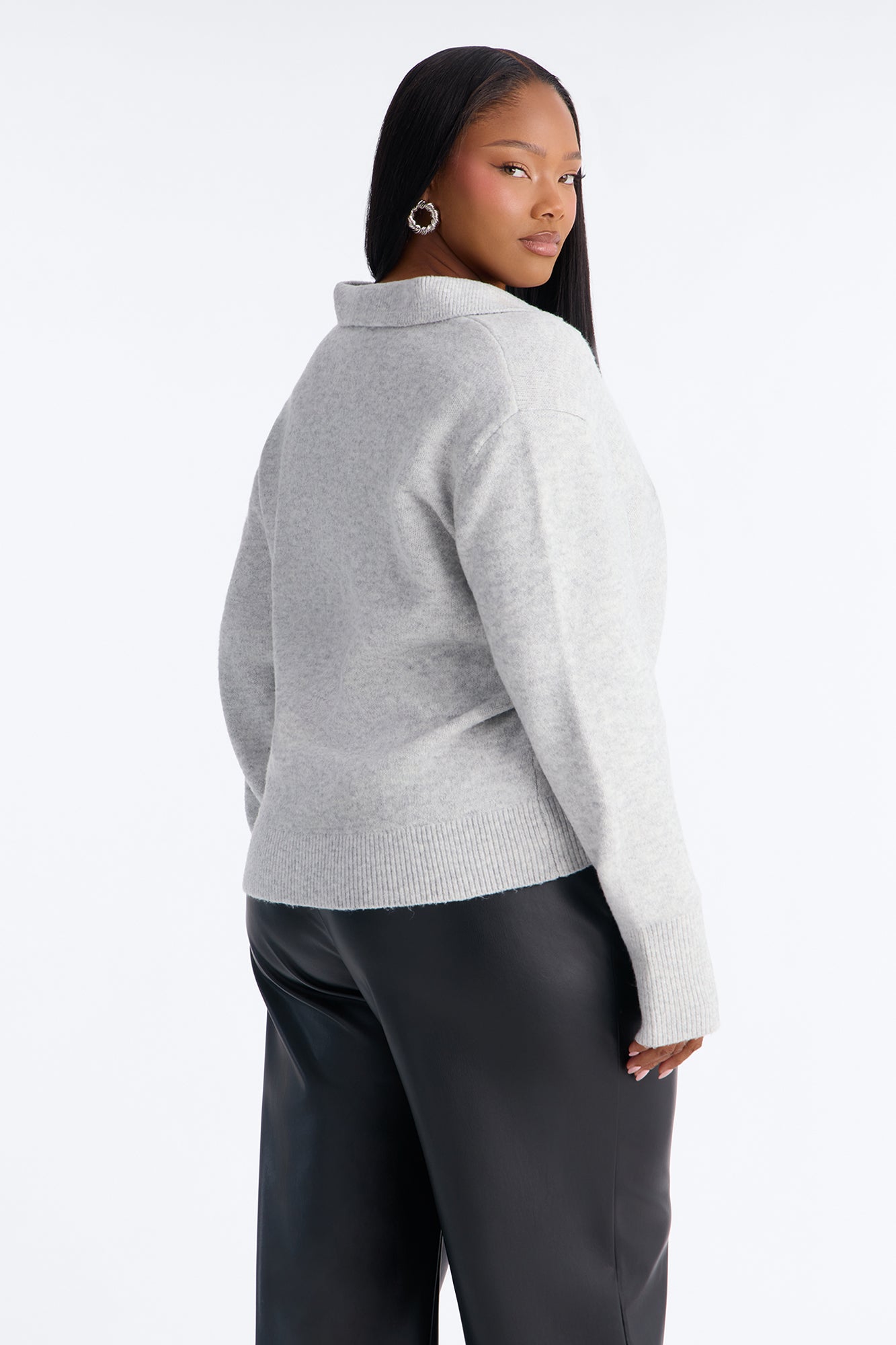 Dionne Polo Sweater - Heather Grey