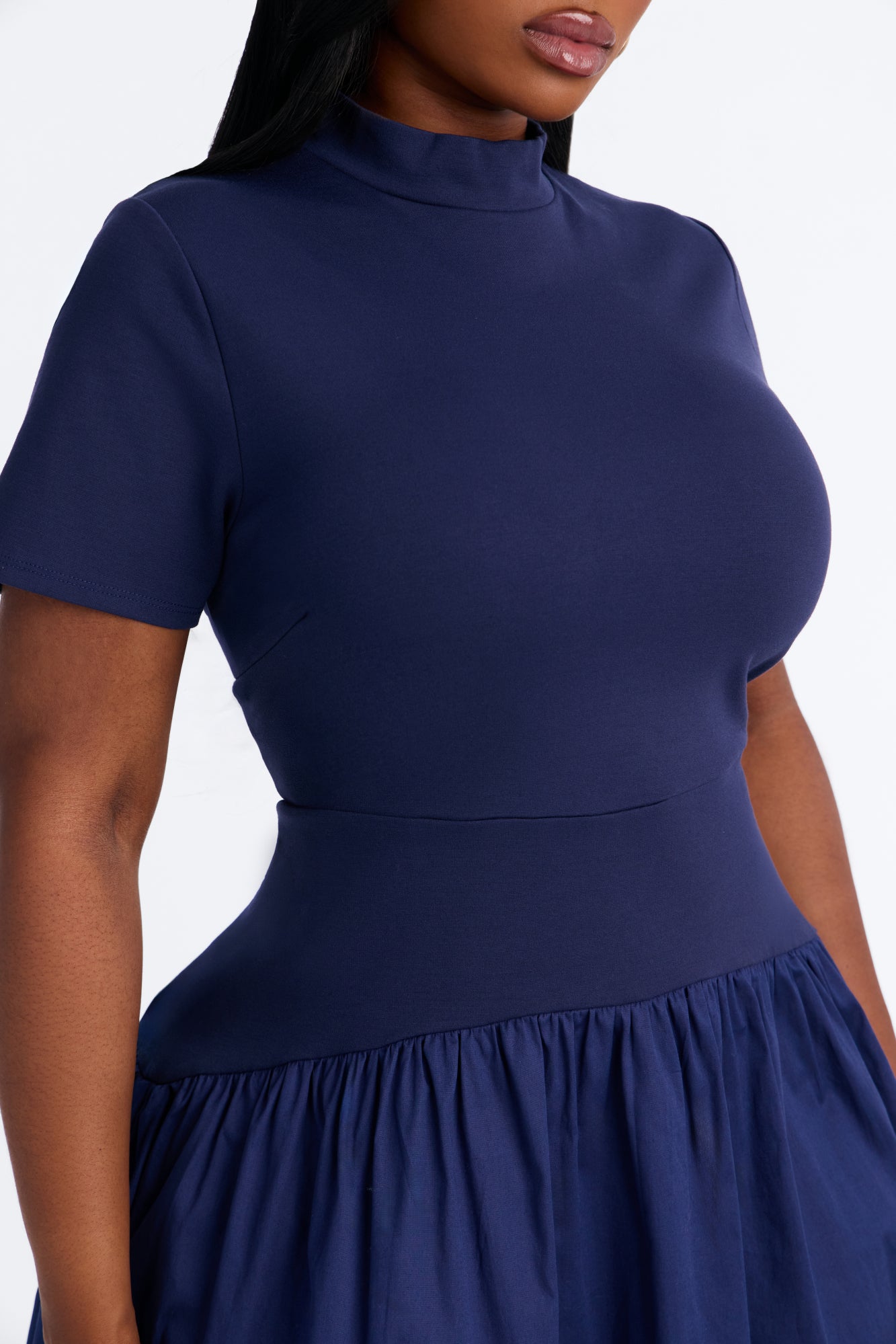 Kennedy Short Sleeve Drop Waist Midi Dress - Navy