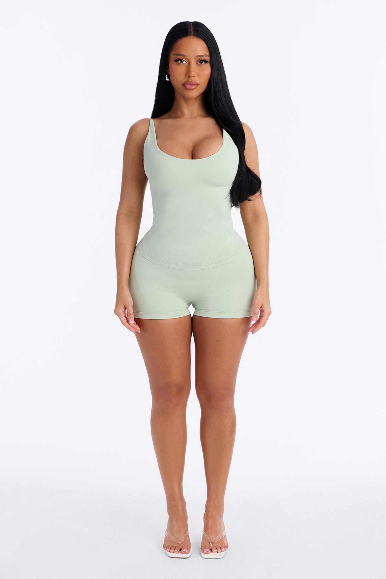 Seamless Smooth Double Lined Scoop Neck Cami Top - Mint