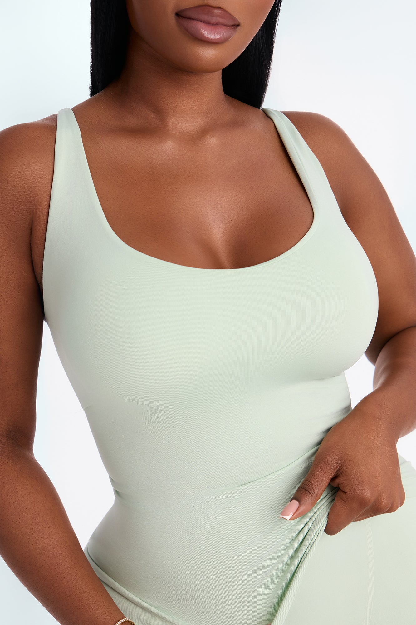 Seamless Smooth Double Lined Scoop Neck Cami Top - Mint