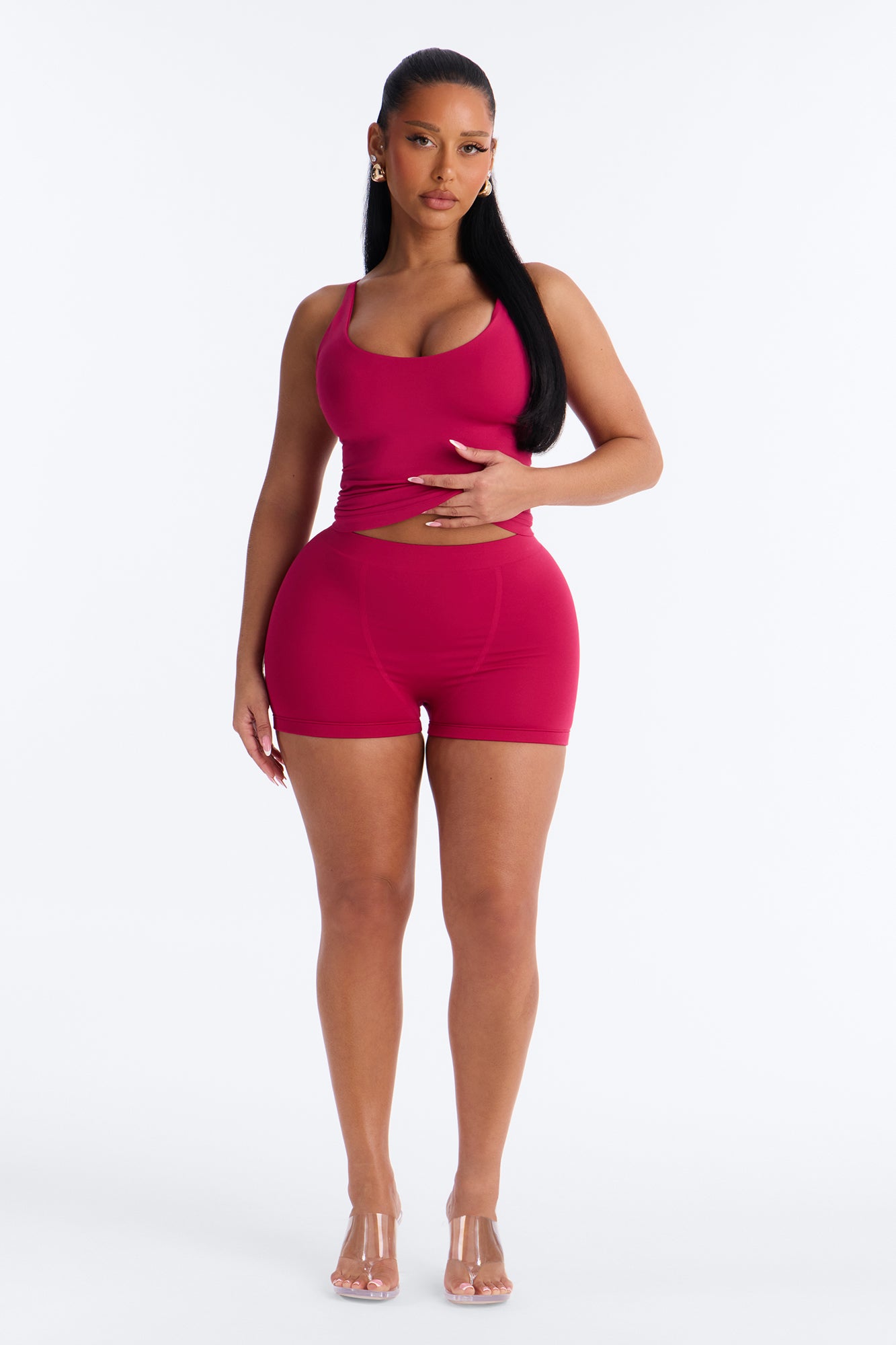 Seamless Smooth Double Lined Micro Hot Short - Raspberry